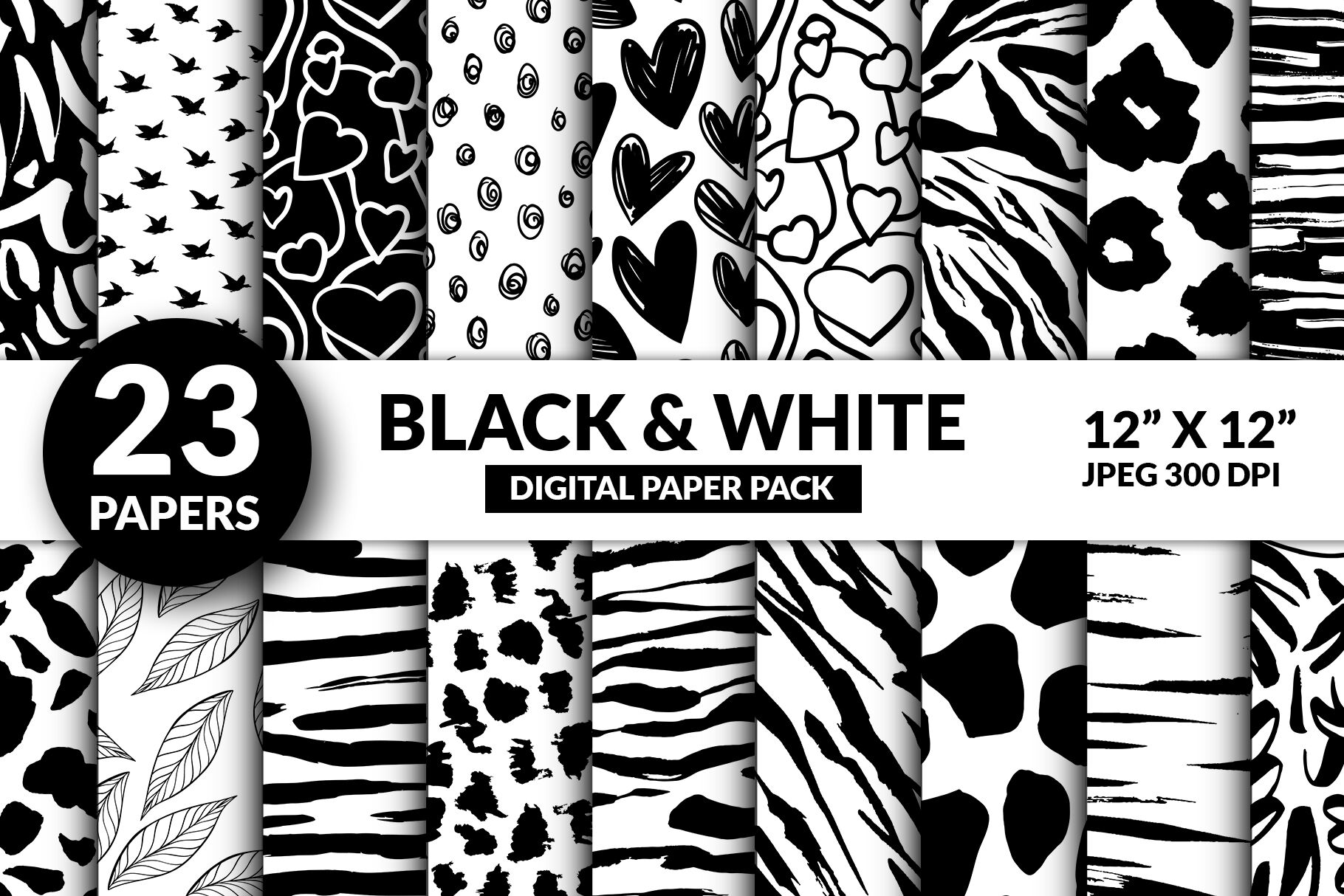 Stunning cute patterns black and white Cute Black And White Digital Paper Modern Valentine Seamless Patterns By Ilonitta Thehungryjpeg Com