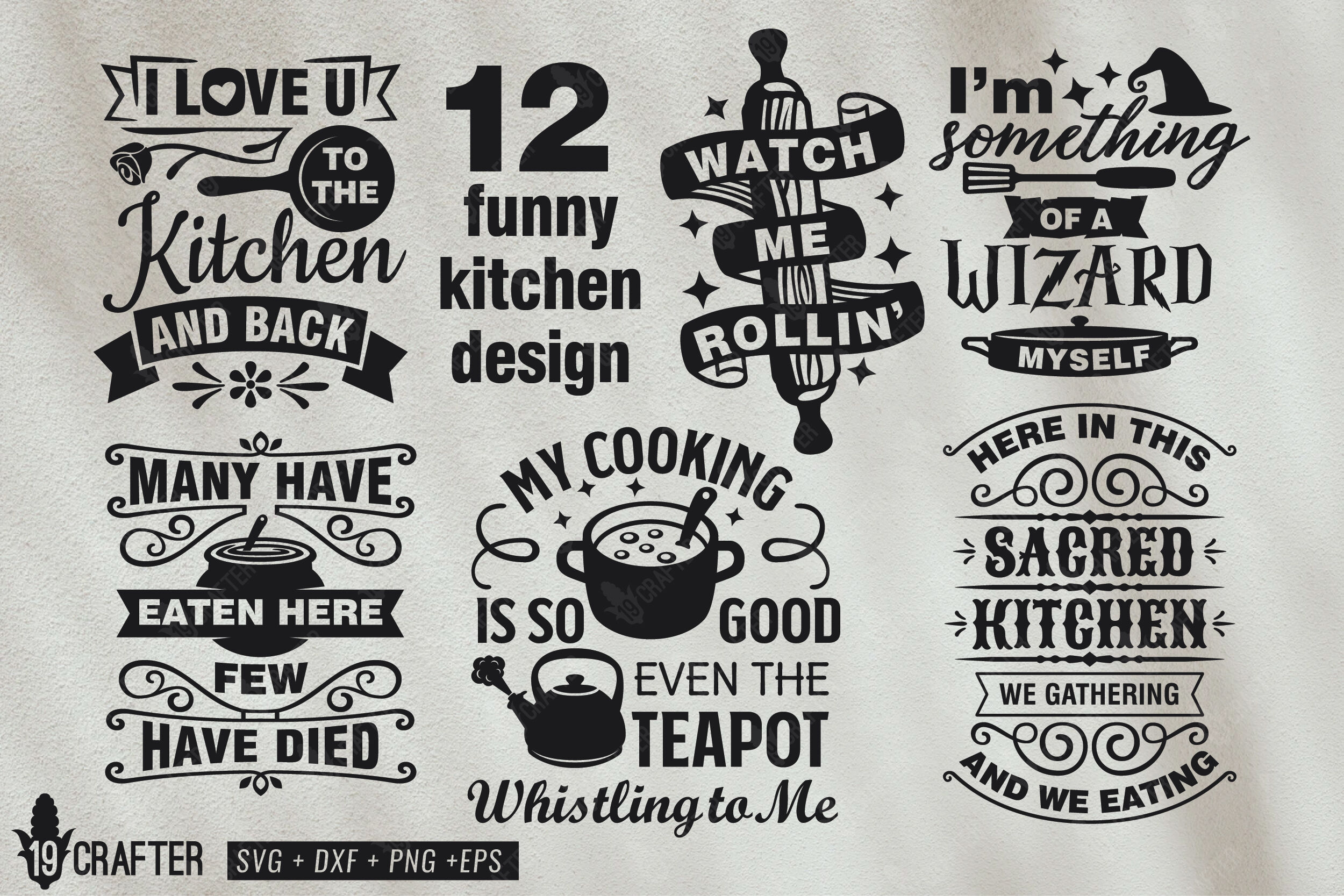 Funny Kitchen Quotes SVG Bundle, 6 Designs, Kitchen Sign SVG, What