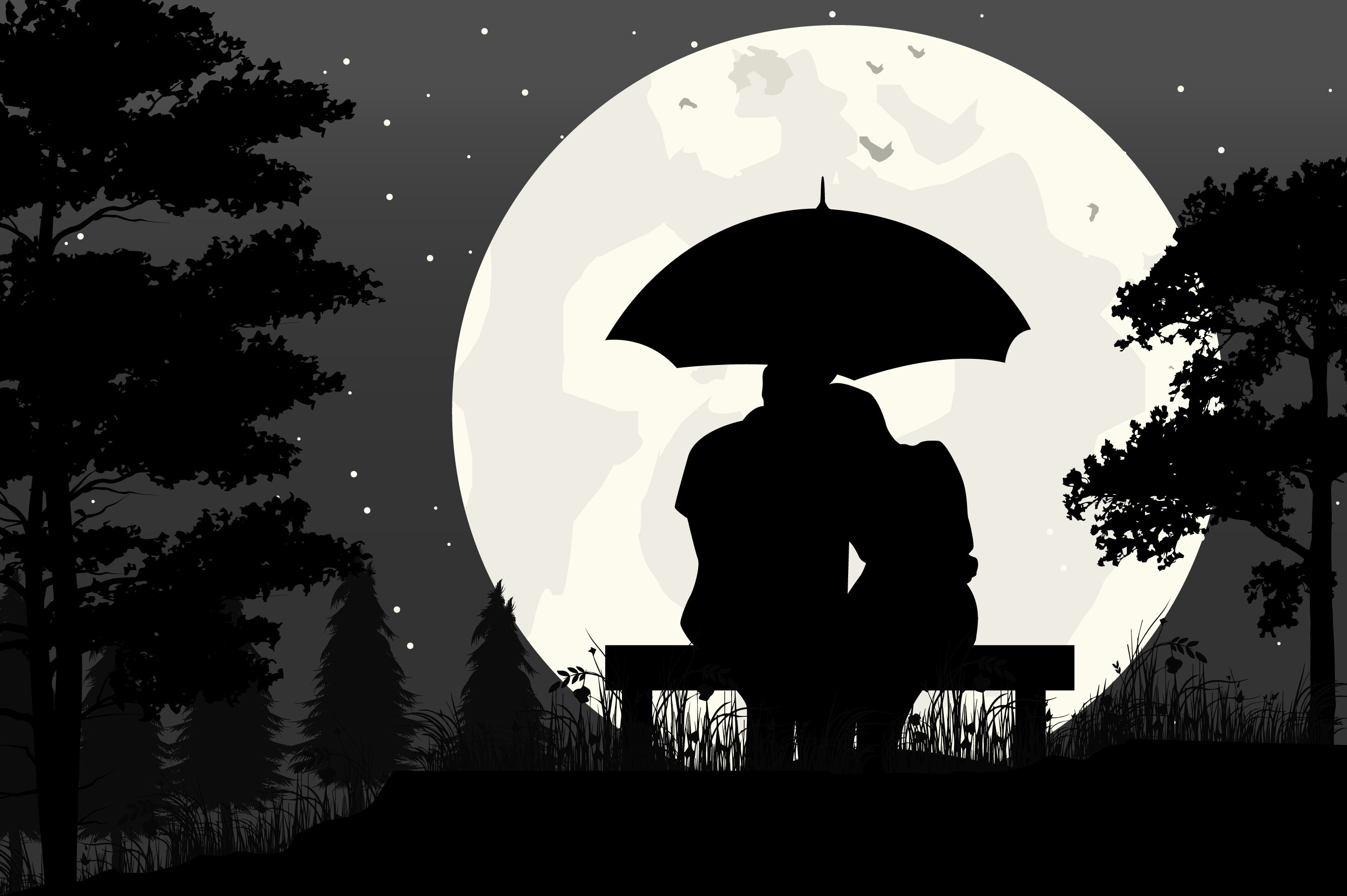 Cute Couple Fall in Love Silhouette Graphic by curutdesign