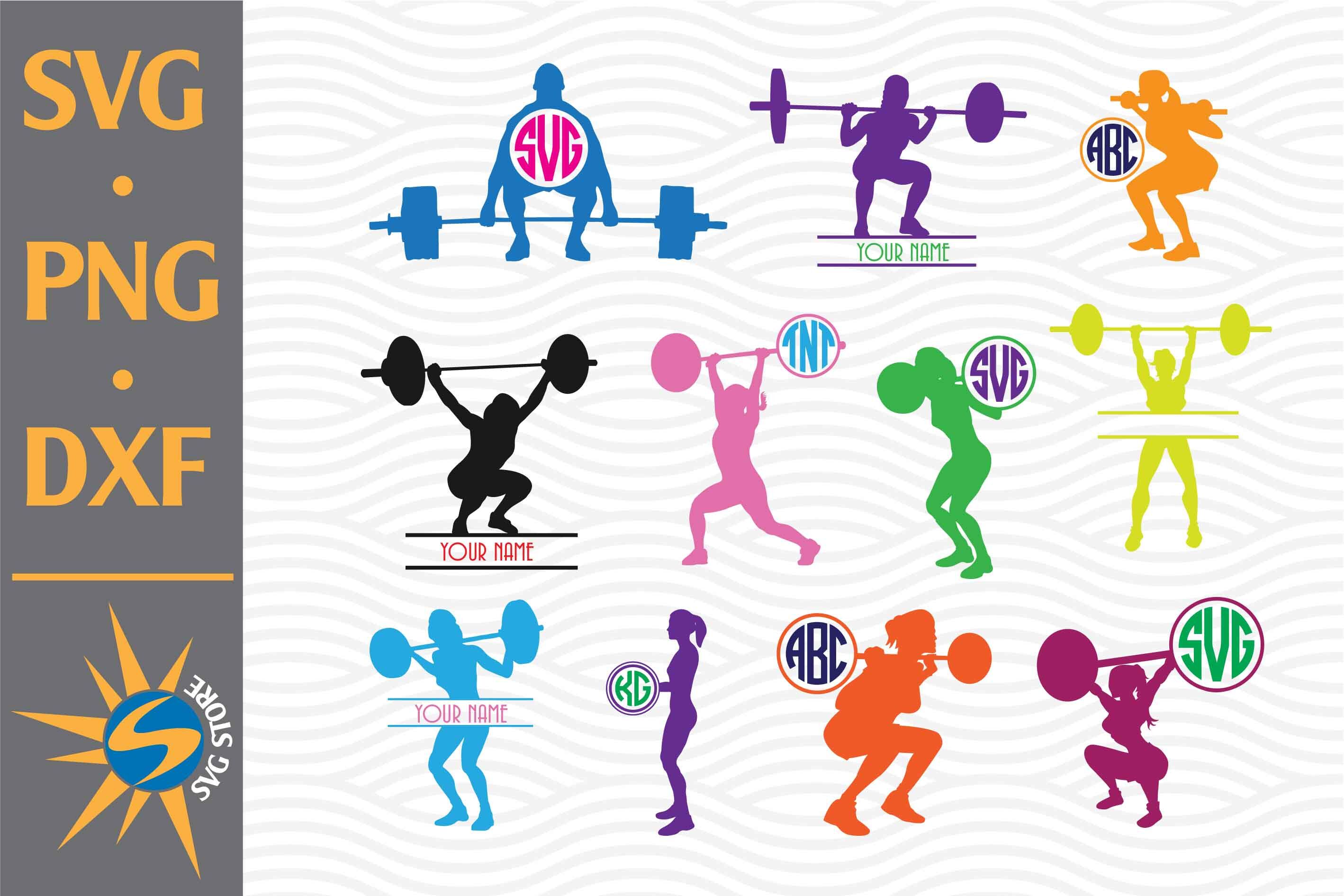 Download Woman Weightlifting Monogram Svg Png Dxf Digital Files Include By Svgstoreshop Thehungryjpeg Com