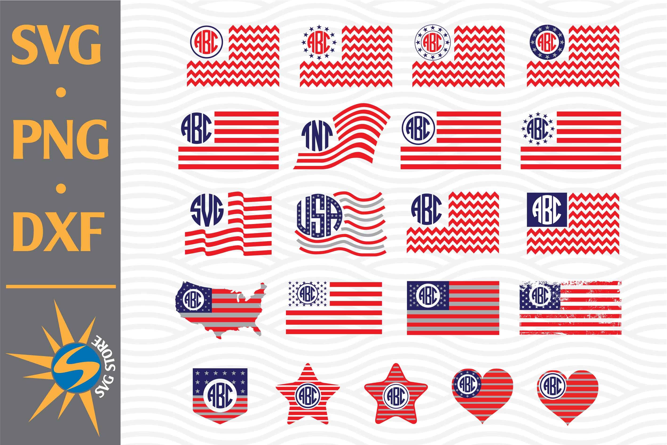 American Flag Monogram Svg Png Dxf Digital Files Include By