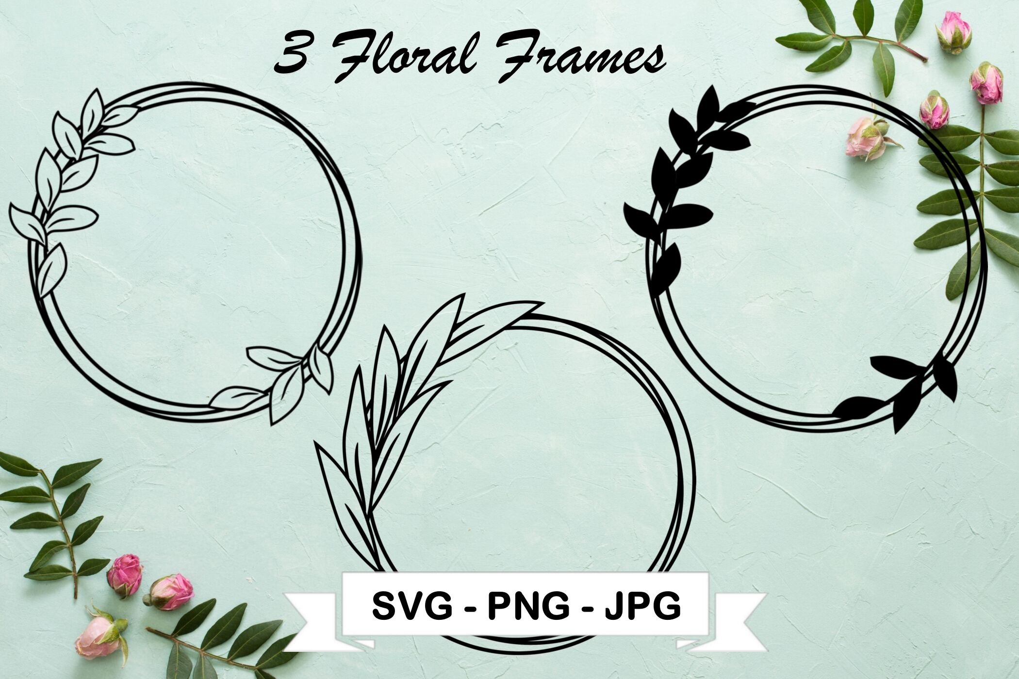 Download Leaf Circle Svg Cut File Floral Frame Clipart Leaf Wreath By Anazori Thehungryjpeg Com