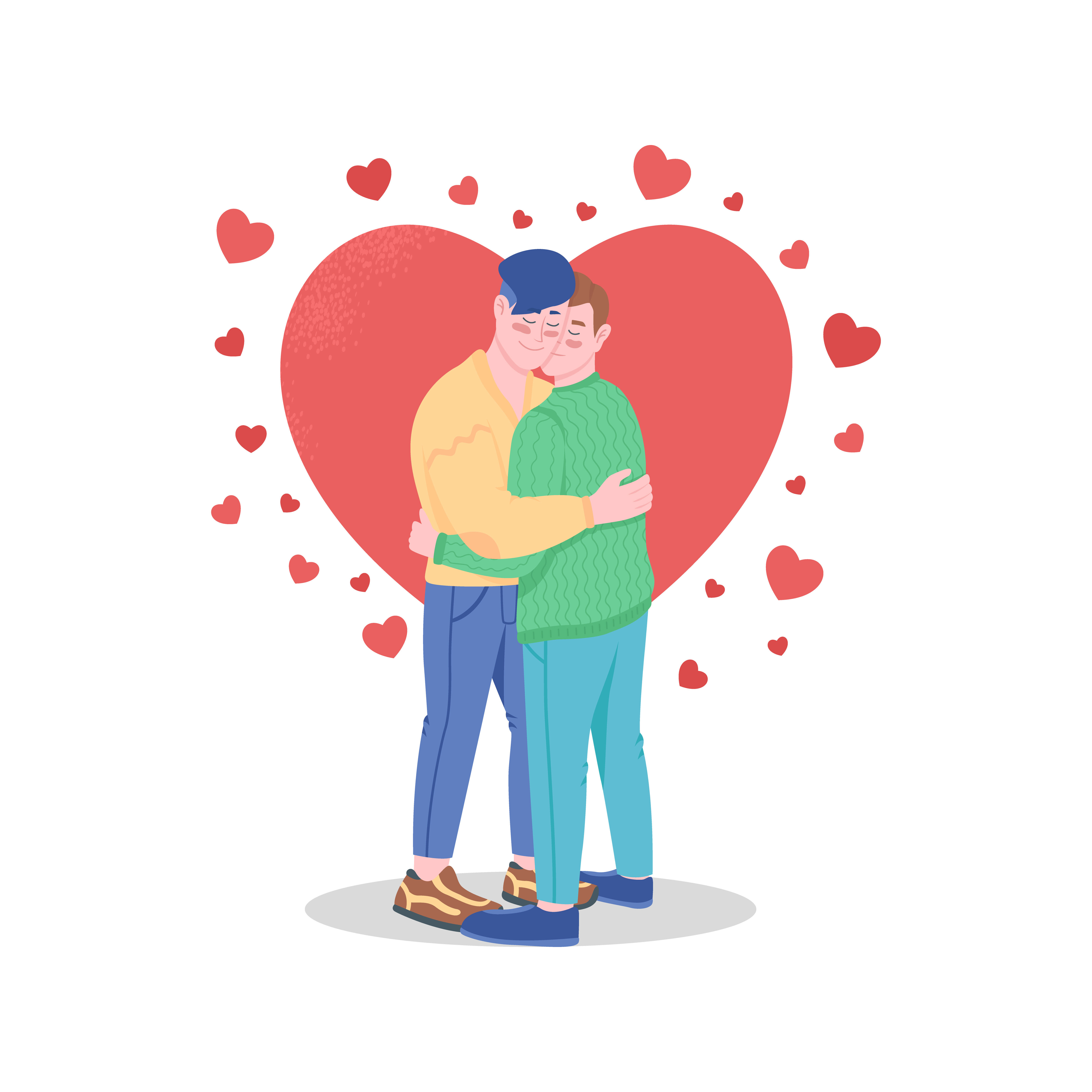 Happy gay couple in love flat color vector detailed characters By  ntl-studio | TheHungryJPEG