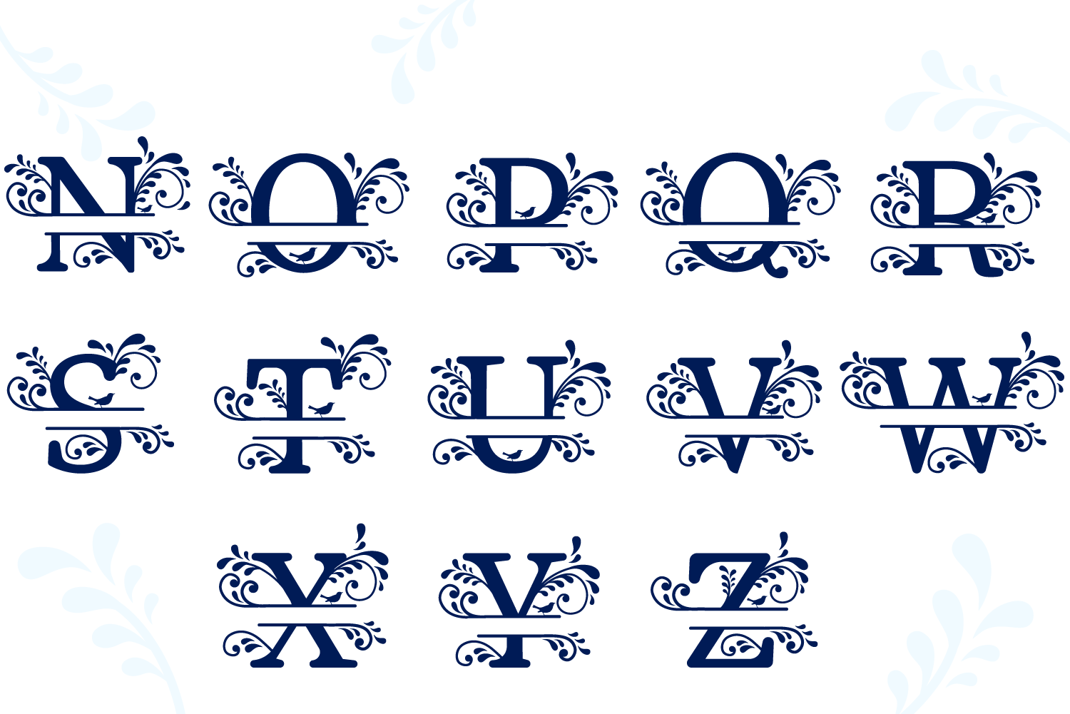 Split Monogram Alphabet With Flourishes Letters Svg By Big Design Thehungryjpeg Com