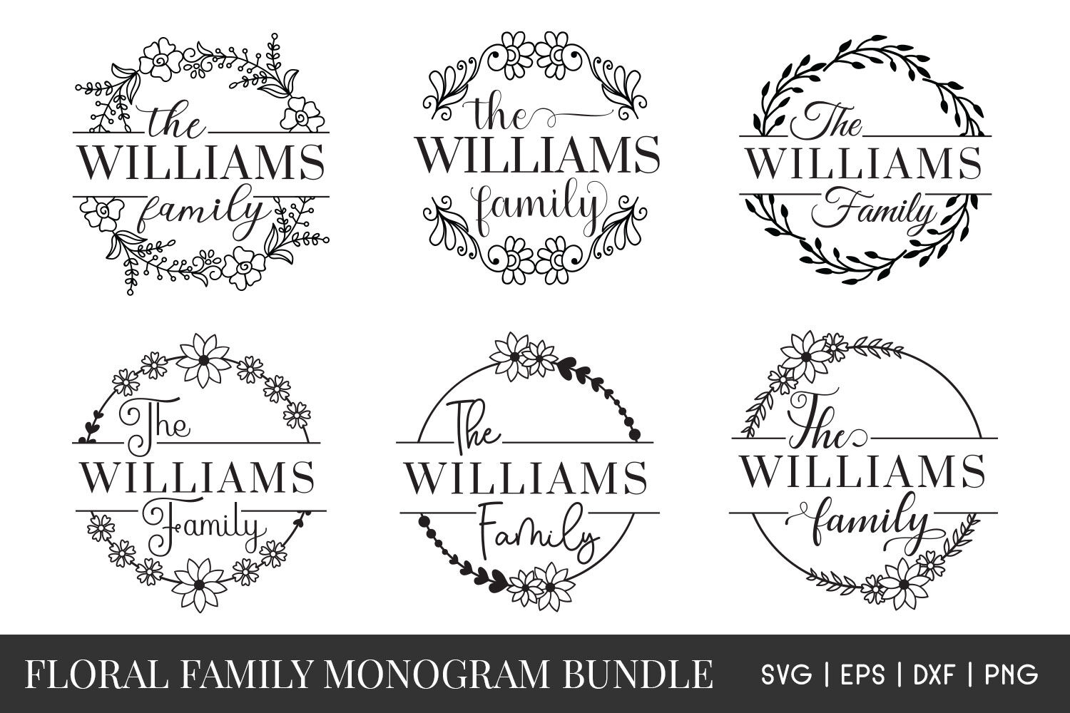 Download Floral Family monogram SVG Bundle By Dasagani | TheHungryJPEG.com