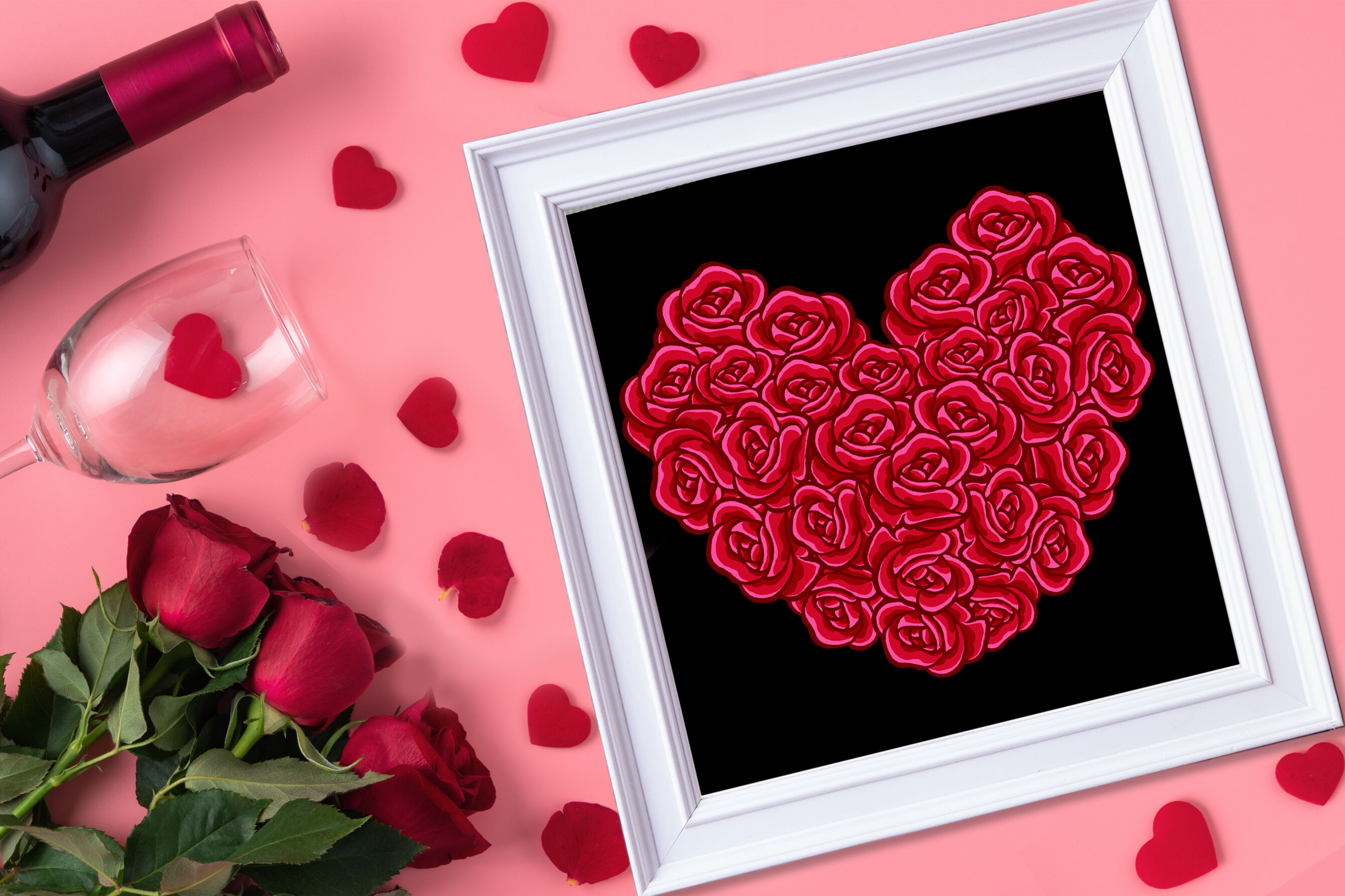 3D Valentine Rose Heart Multi-layered Flowers Papercut - 3 By Mandala  Creator | TheHungryJPEG