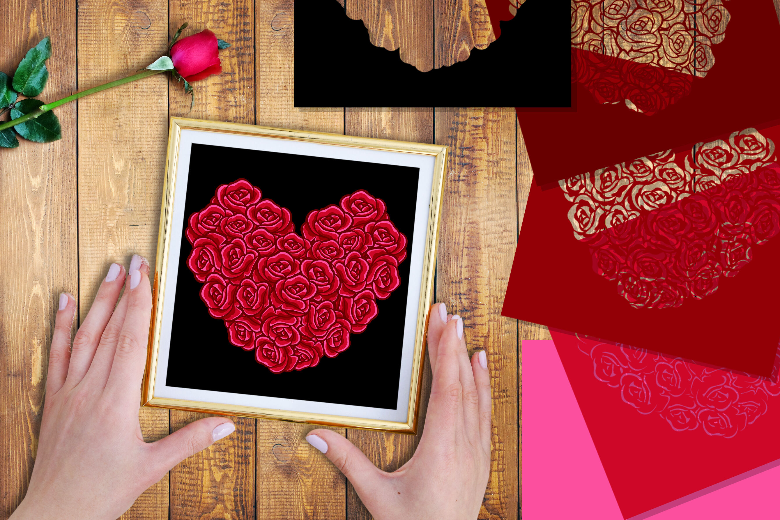 Download 3d Valentine Rose Heart Multi Layered Flowers Papercut 3 By Mandala Creator Thehungryjpeg Com