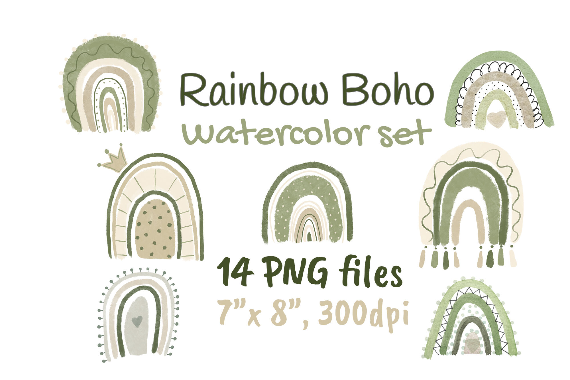 Download Neutral Rainbow Boho Watercolor Clipart By Artpandashop Thehungryjpeg Com