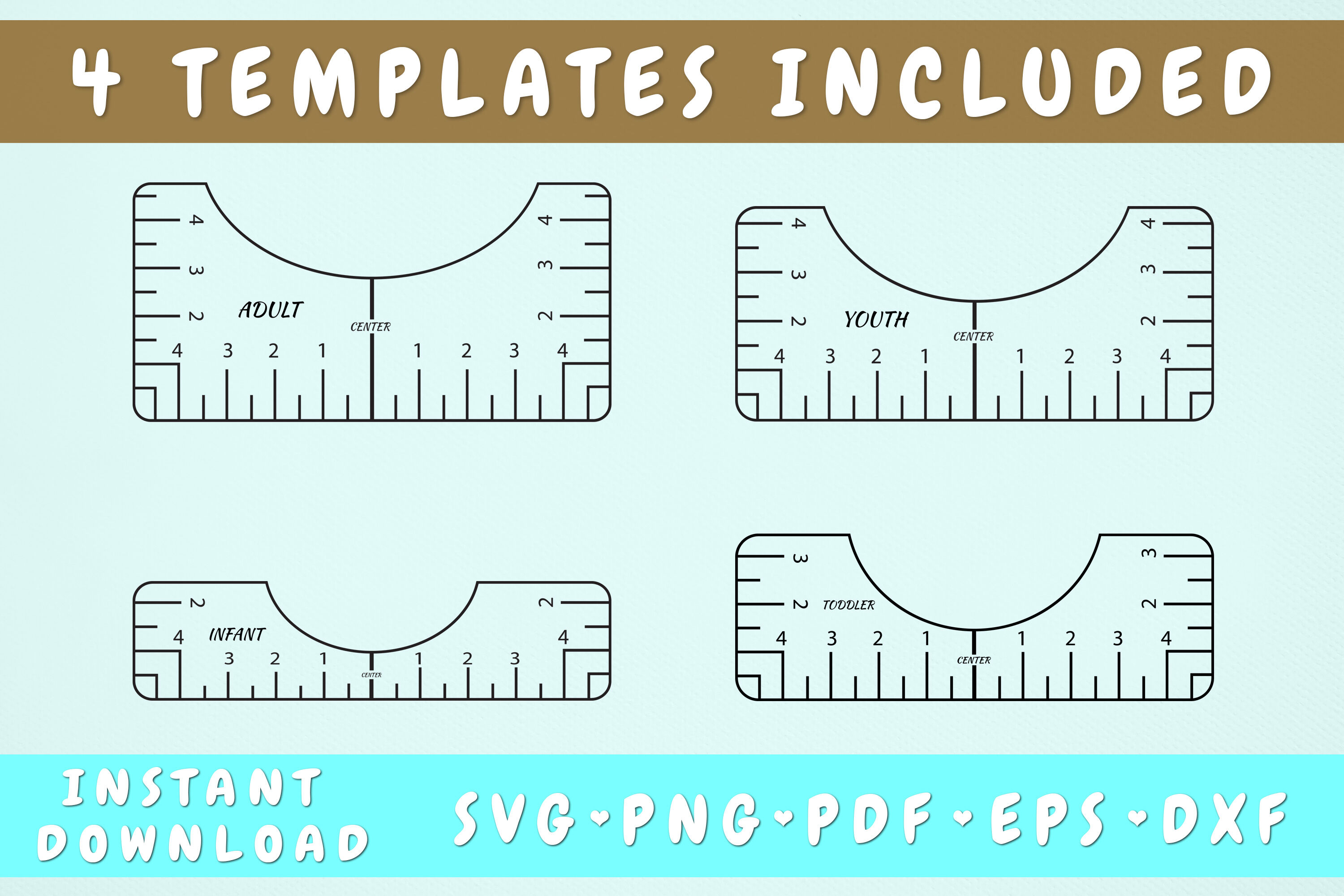 Tshirt Ruler Bundle 4 Templates SVG, PDF, PNG, EPS, DFX By