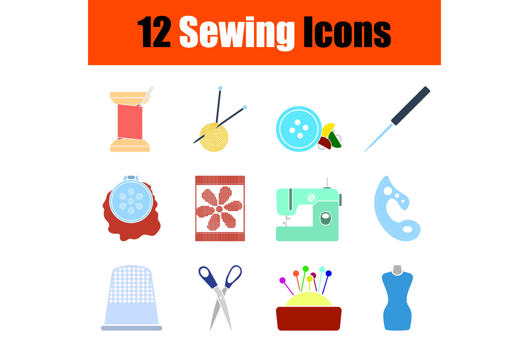 Sewing Icon Set By Angelp | TheHungryJPEG