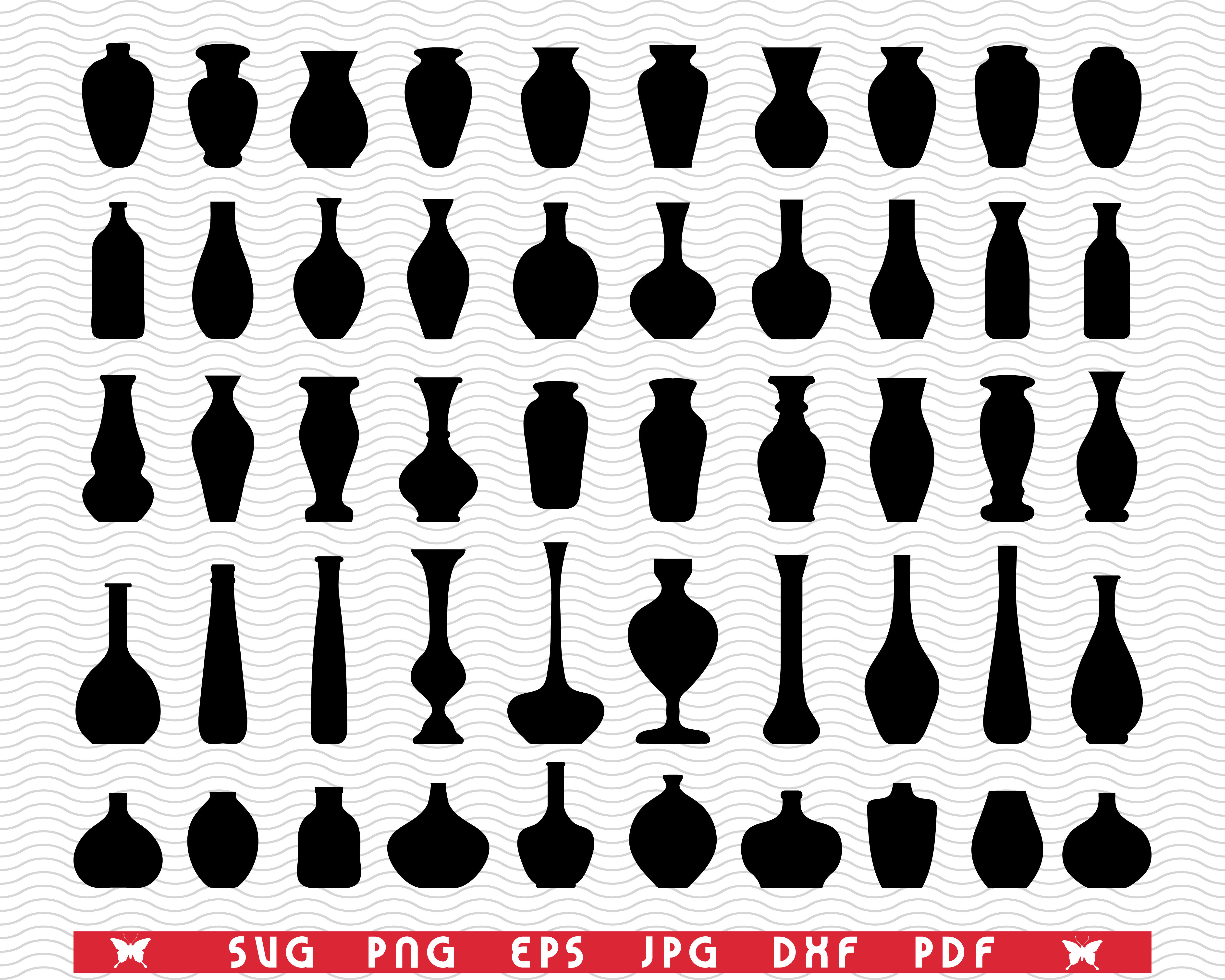 Download Svg Flower Vases Black Silhouettes Digital Clipart By Designstudiorm Thehungryjpeg Com