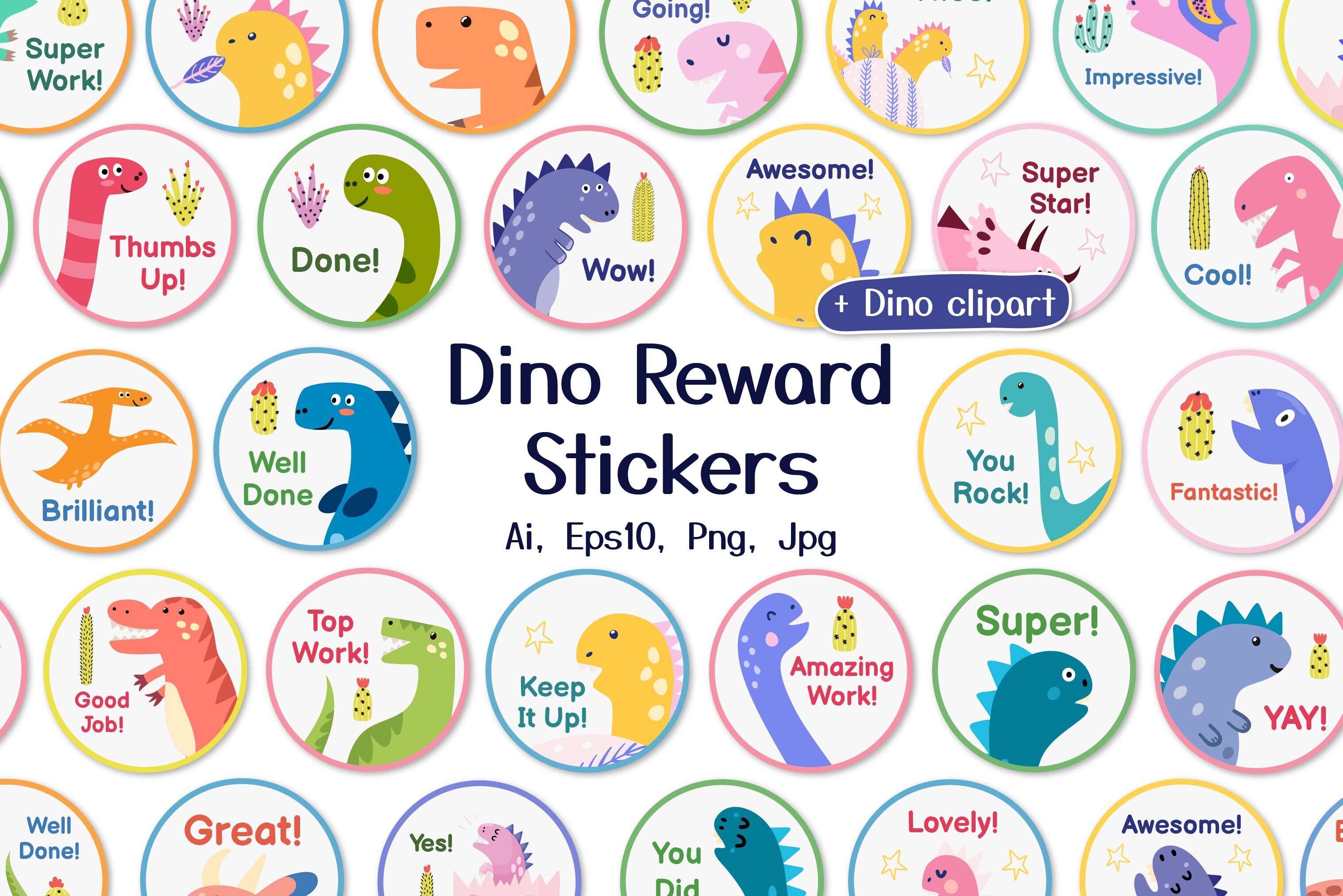 Dino Reward Stickers Set By Juliyas Art Thehungryjpeg