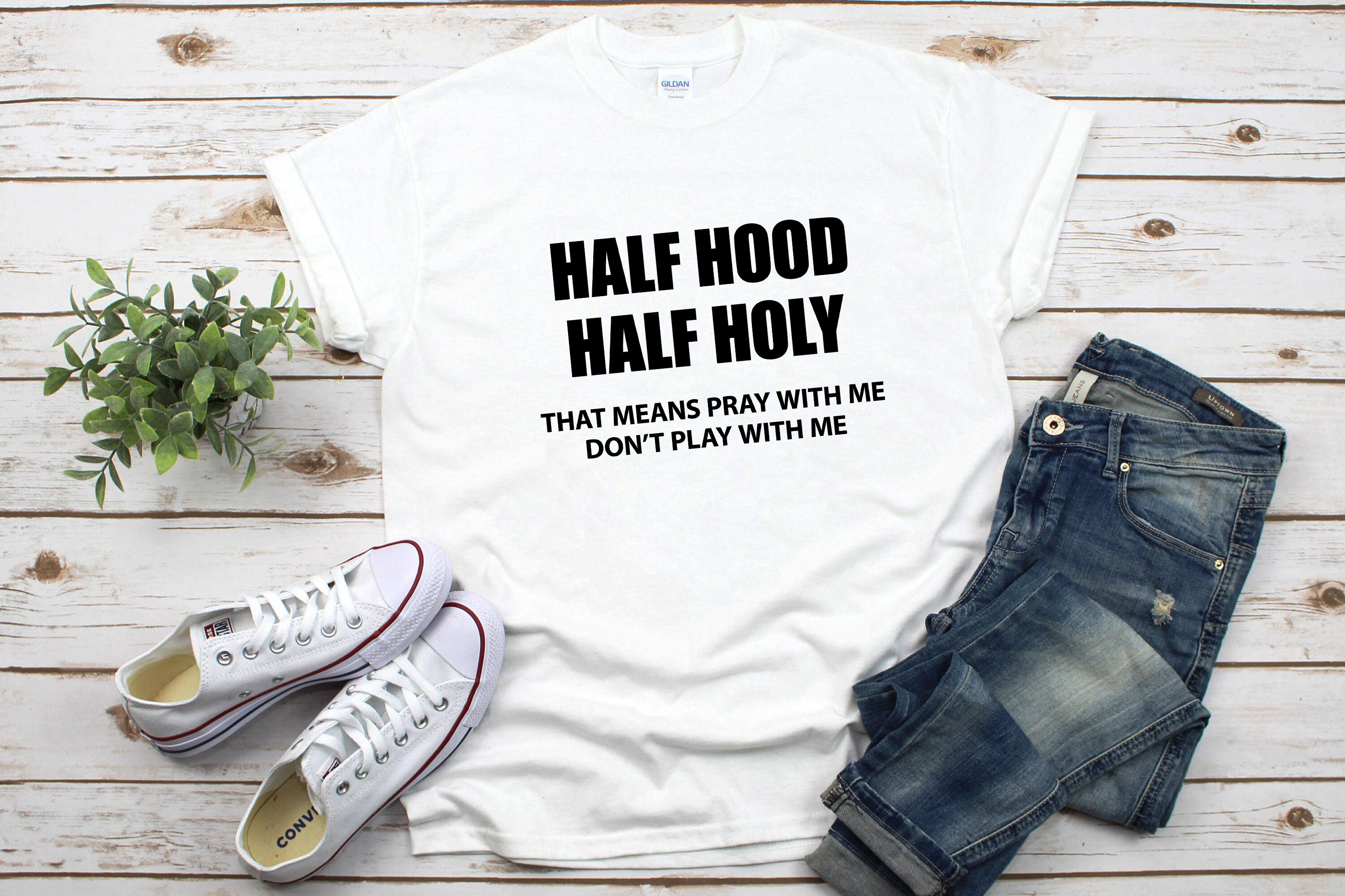 Half Hood Half Holy Svg, Holy With a Hint of Hood Svg By ...