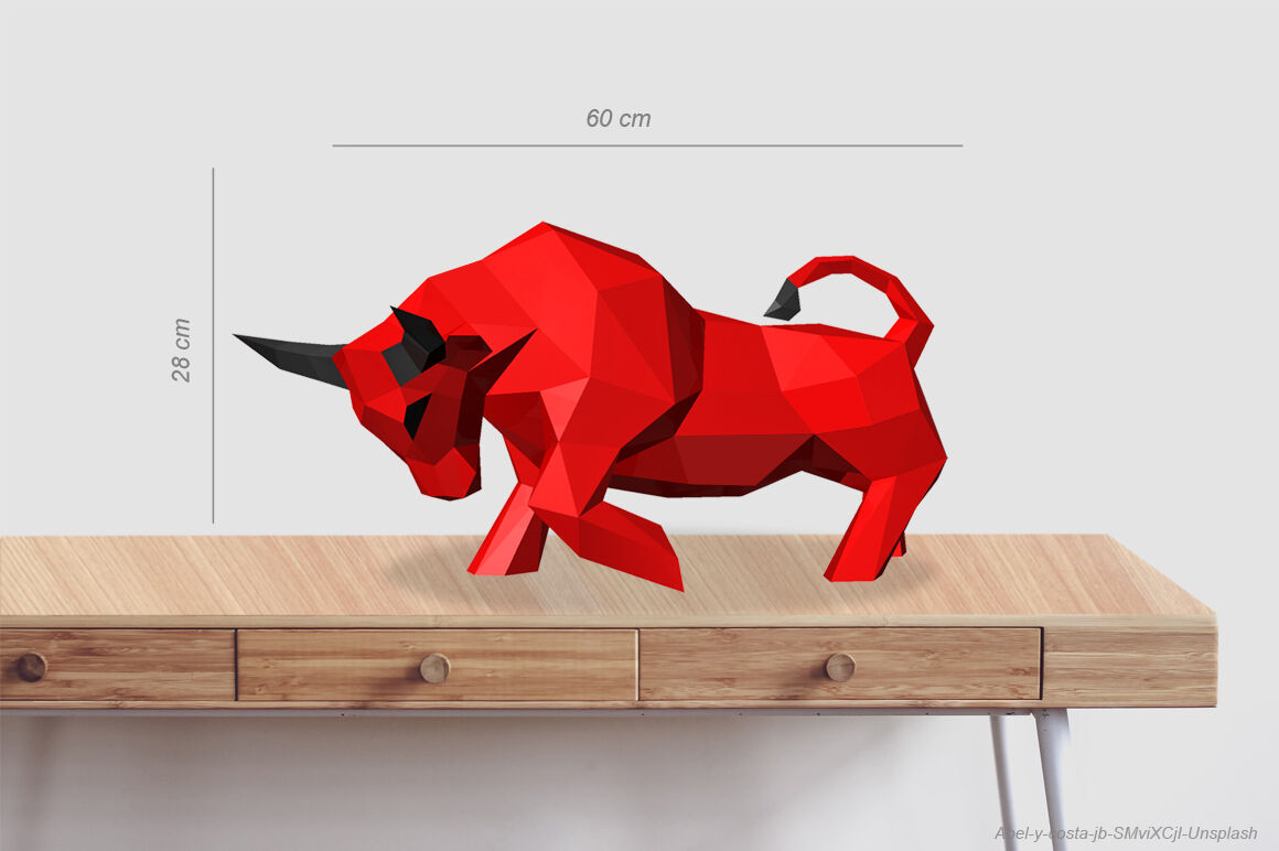 DIY Bull Sculpture - 3d papercraft By PAPER amaze | TheHungryJPEG.com