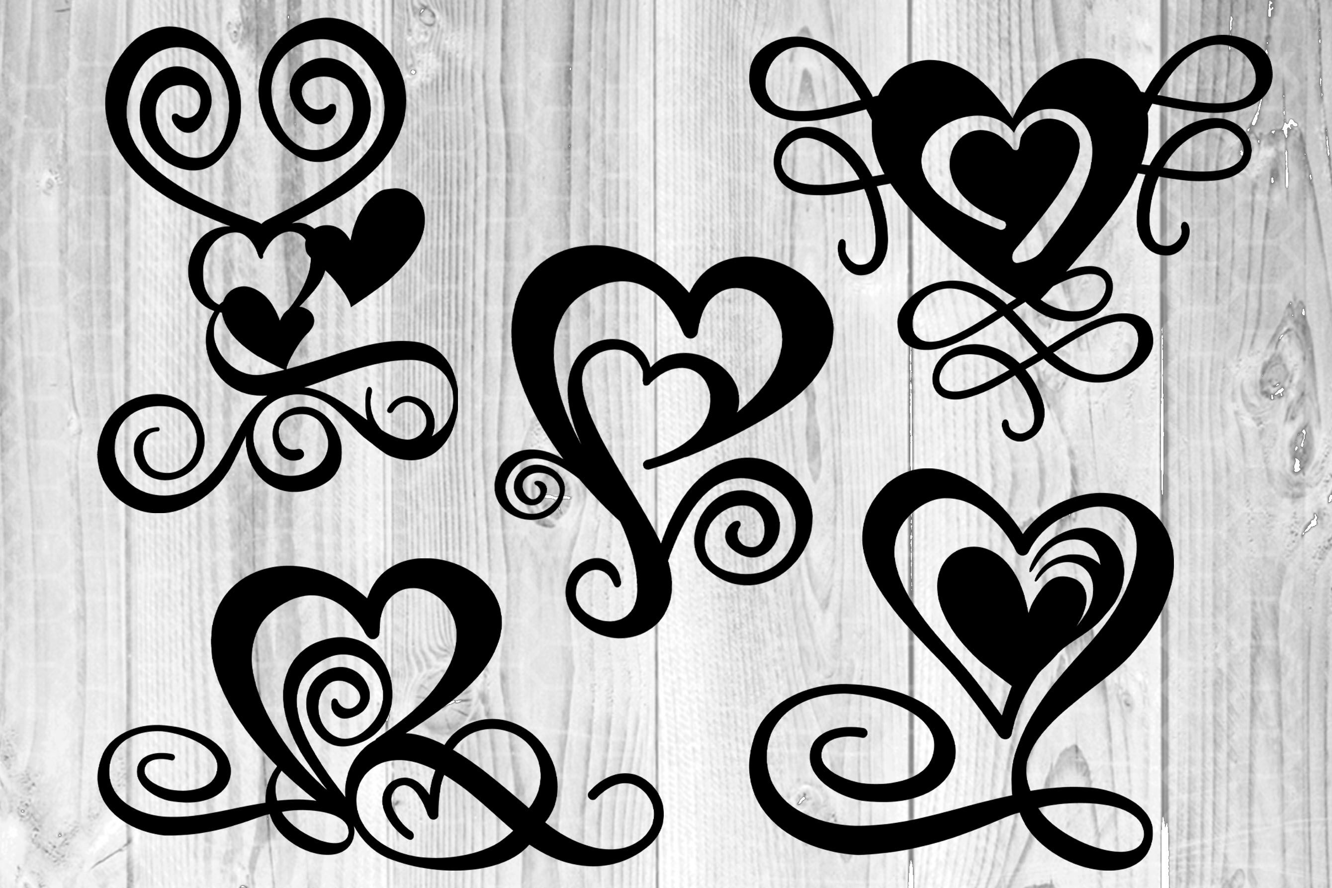 Valentine Swirl Heart SVG Clipart Silhouette Cutfiles By Mandala ...