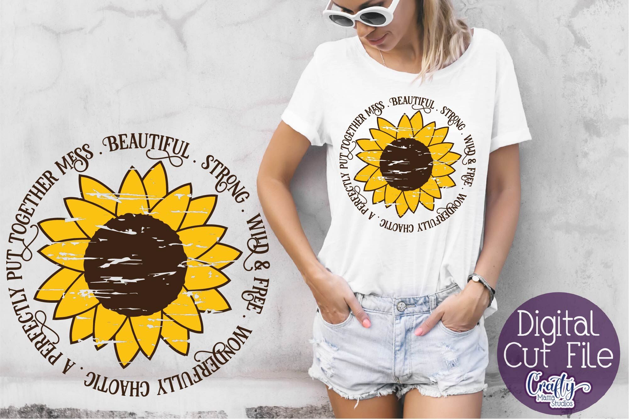 Sunflower Svg, Sunflower Quote, Beautiful Strong Wild Free By Crafty 