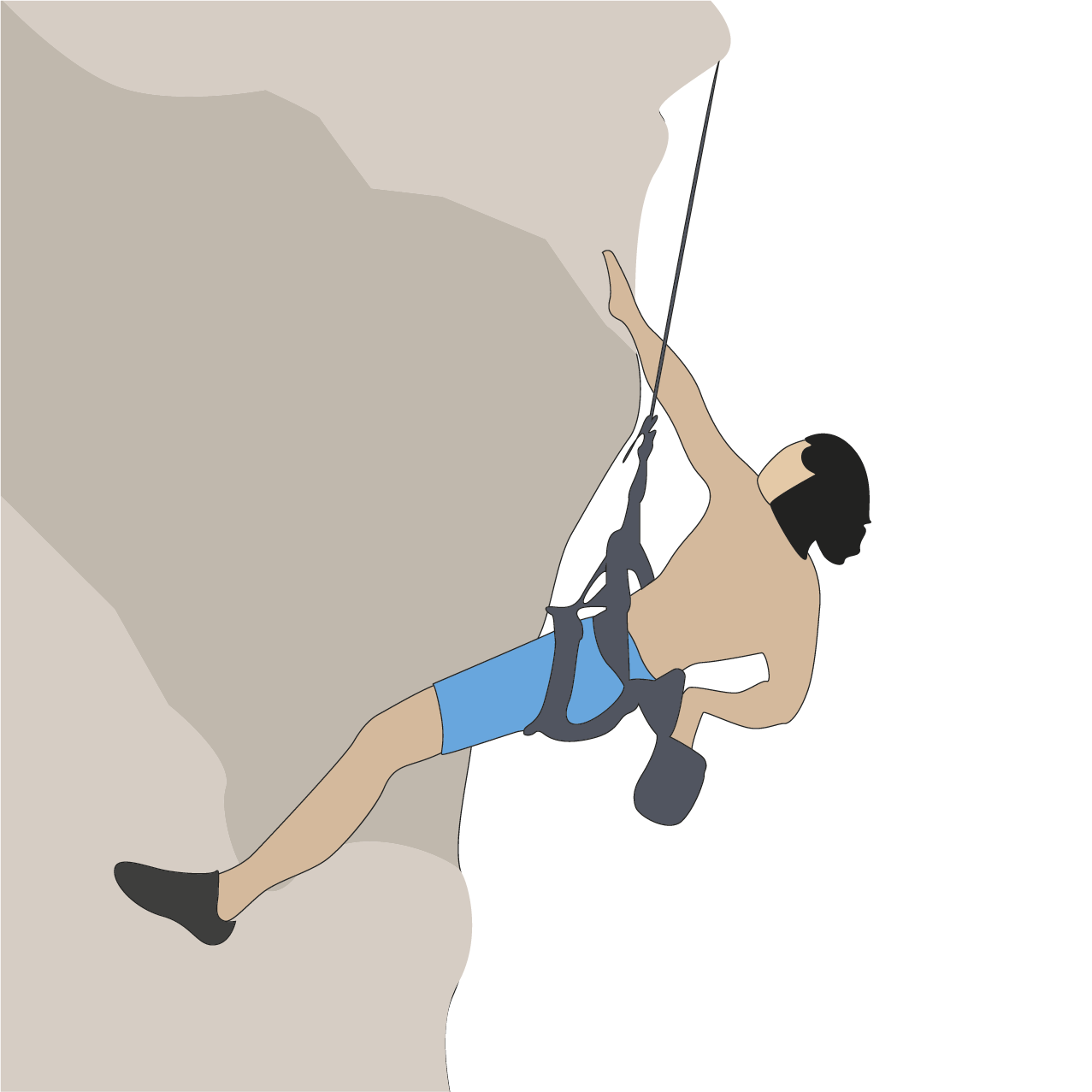 Climber man climb on rock with rope By 09910190