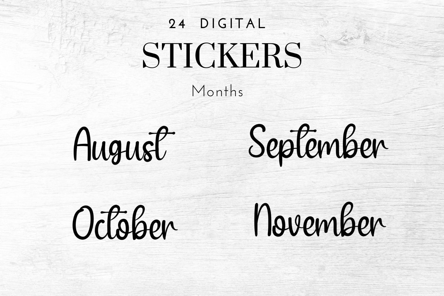 Handwritten Month Names, GoodNotes Stickers, Digital Bullet