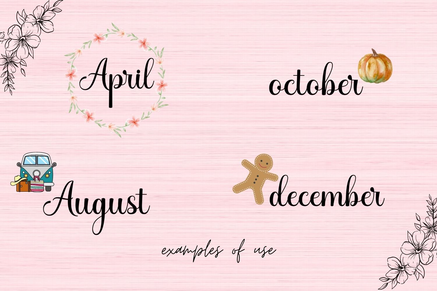 Handwritten Month Names, GoodNotes Stickers, Digital Bullet