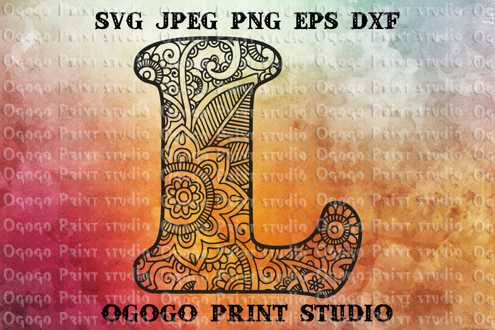 Alphabet Letter L Svg Initial Svg Zentangle Svg Mandala Svg By Ogogo Print Thehungryjpeg Com