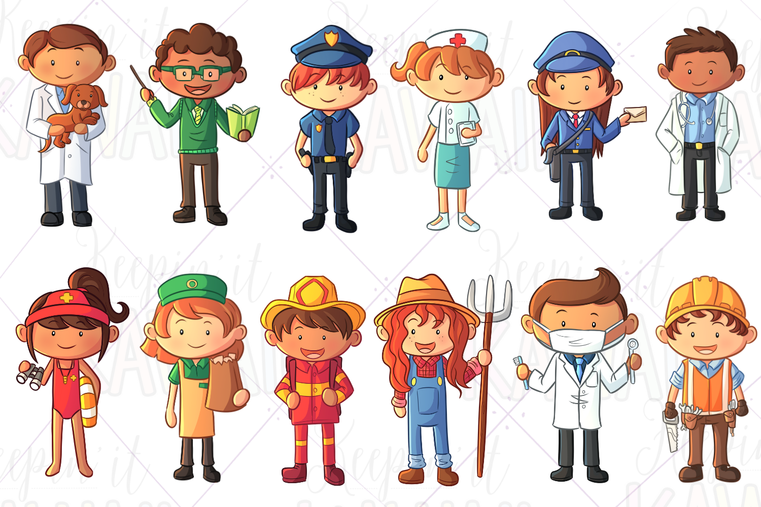 Community Helpers Clip Art By Keepin' It Kawaii | TheHungryJPEG