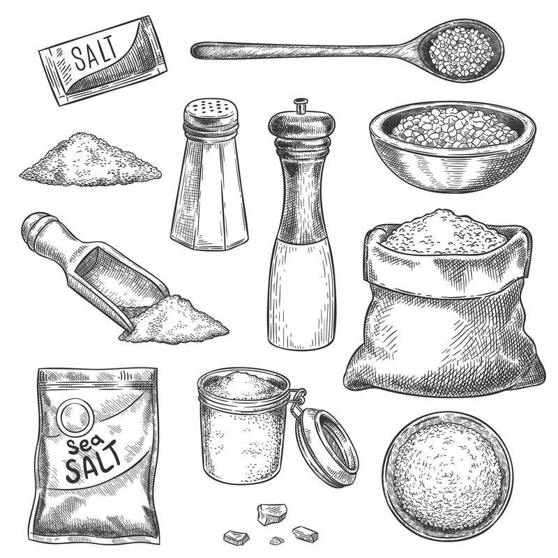 Download Sea Salt Sketch Vintage Hand Mill With Spice And Seasoning Engraved By Tartila Thehungryjpeg Com
