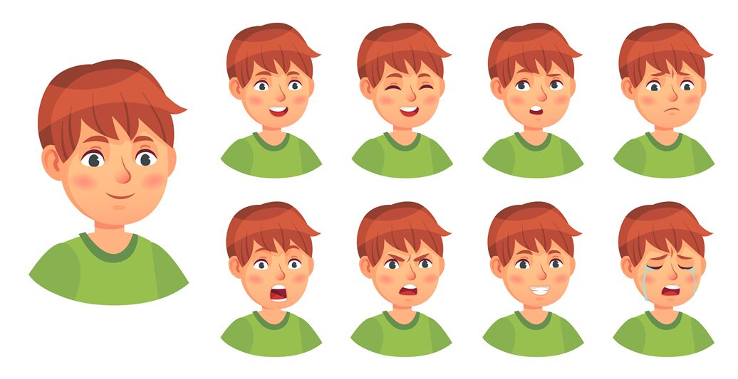 Boy emotions set, happy cry and angry By Tartila | TheHungryJPEG.com