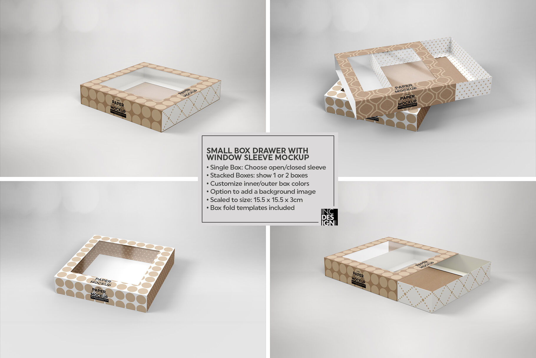 Download Small Box Drawer with Window Sleeve Packaging Mockup By INC Design Studio | TheHungryJPEG.com