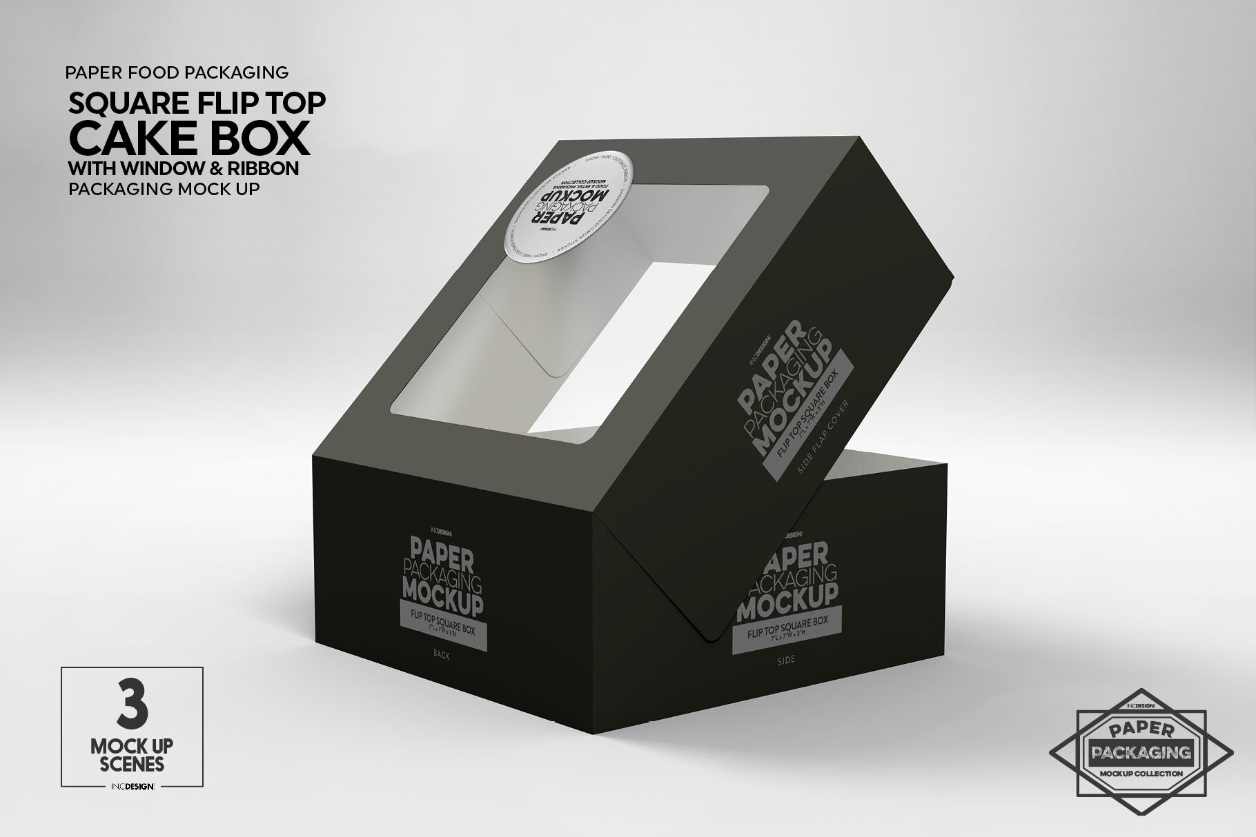 Download Square Flip Top Cake Box Packaging Mockup By Inc Design Studio Thehungryjpeg Com