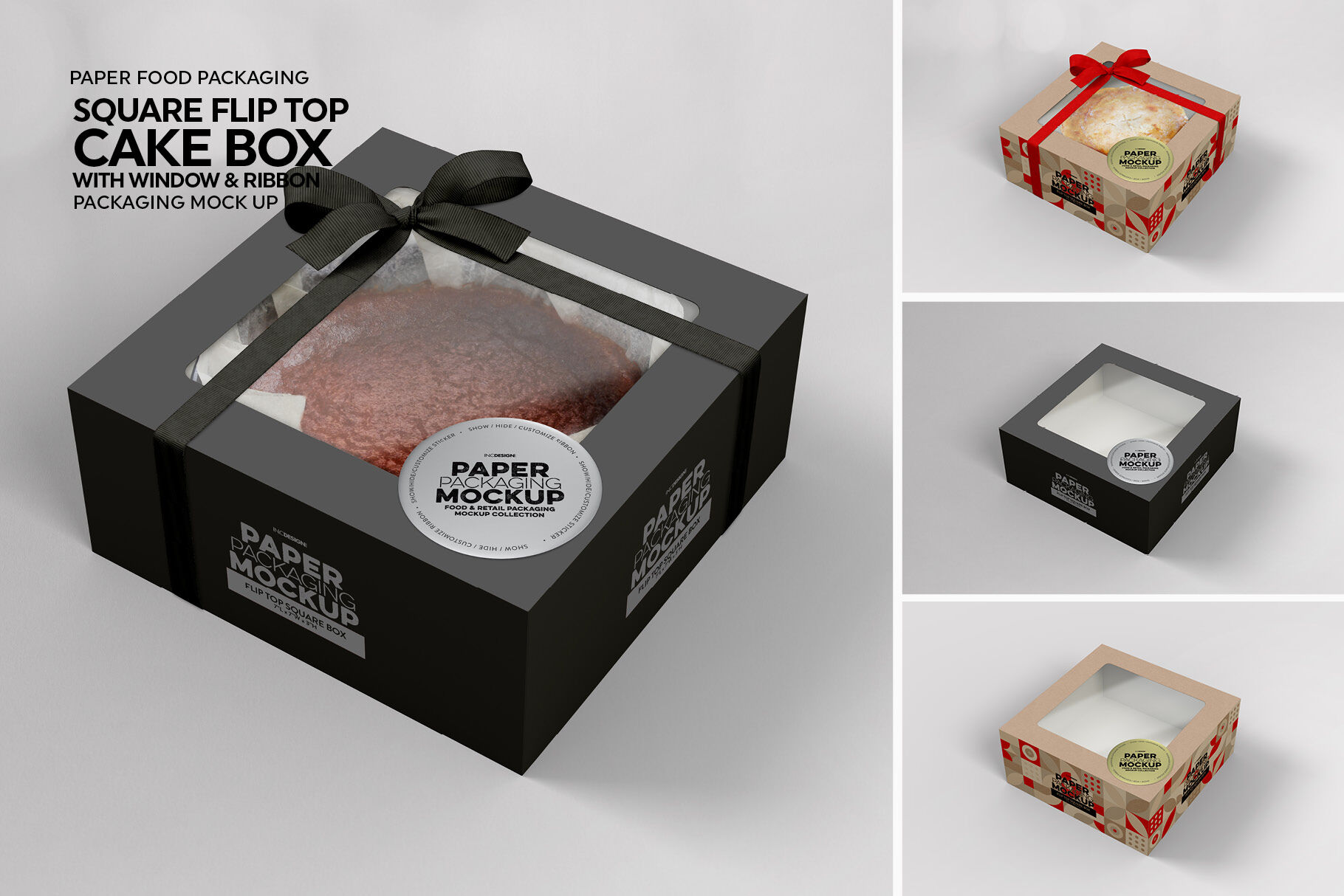 Download Square Flip Top Cake Box Packaging Mockup By Inc Design Studio Thehungryjpeg Com