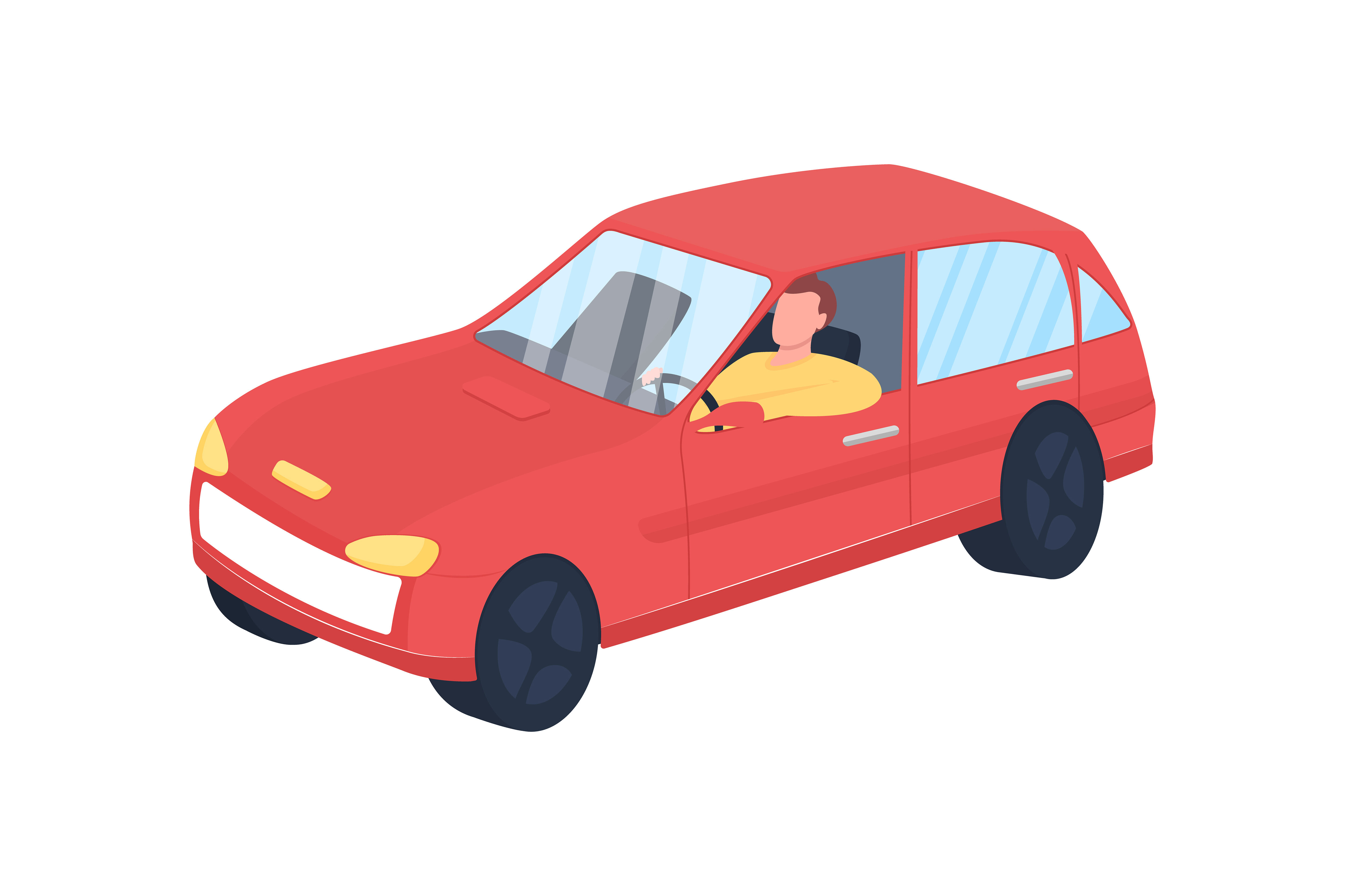 Man in red car flat color vector faceless character By ntl-studio ...