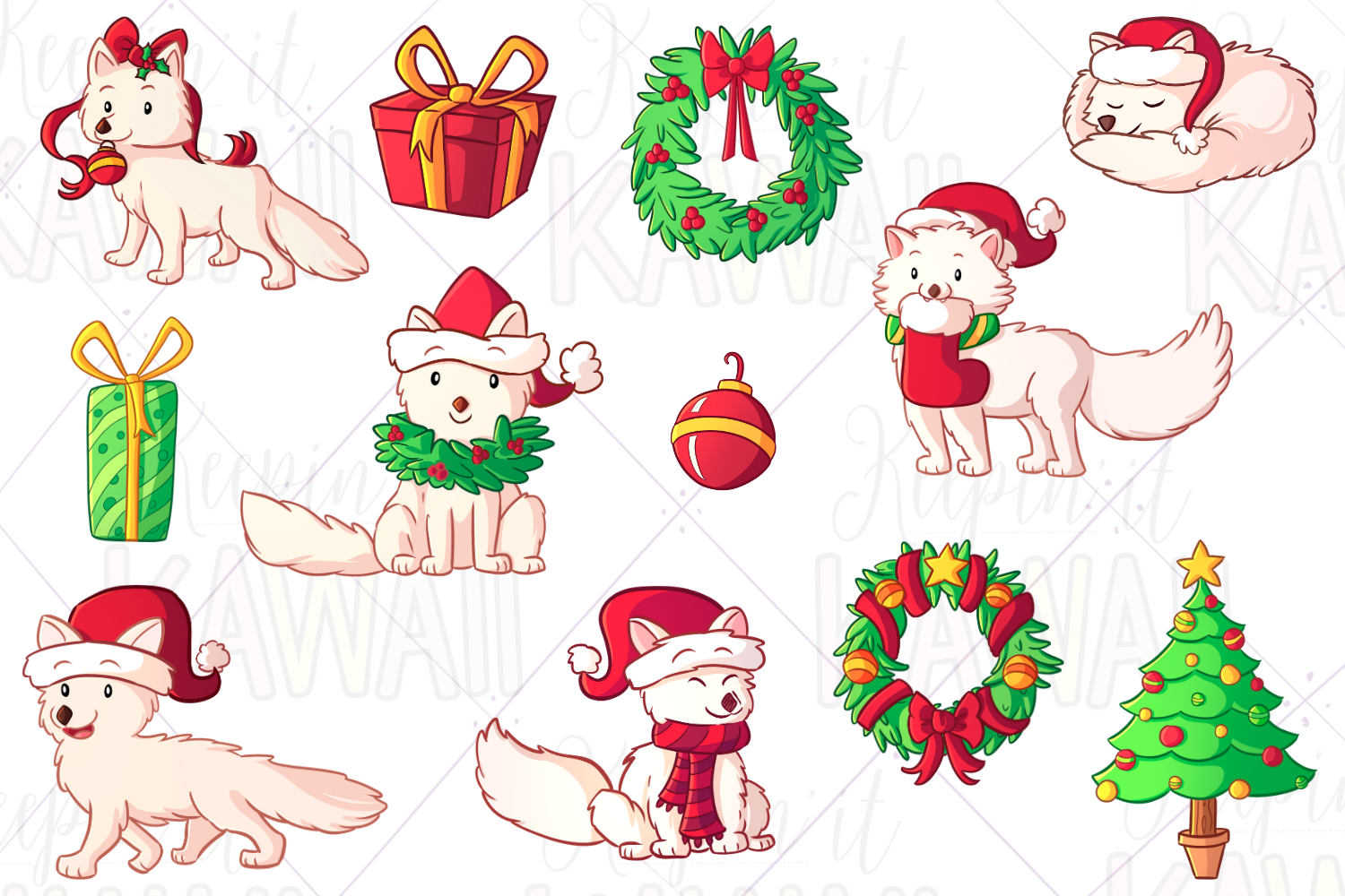 Arctic Fox Christmas Clip Art By Keepin' It Kawaii | TheHungryJPEG