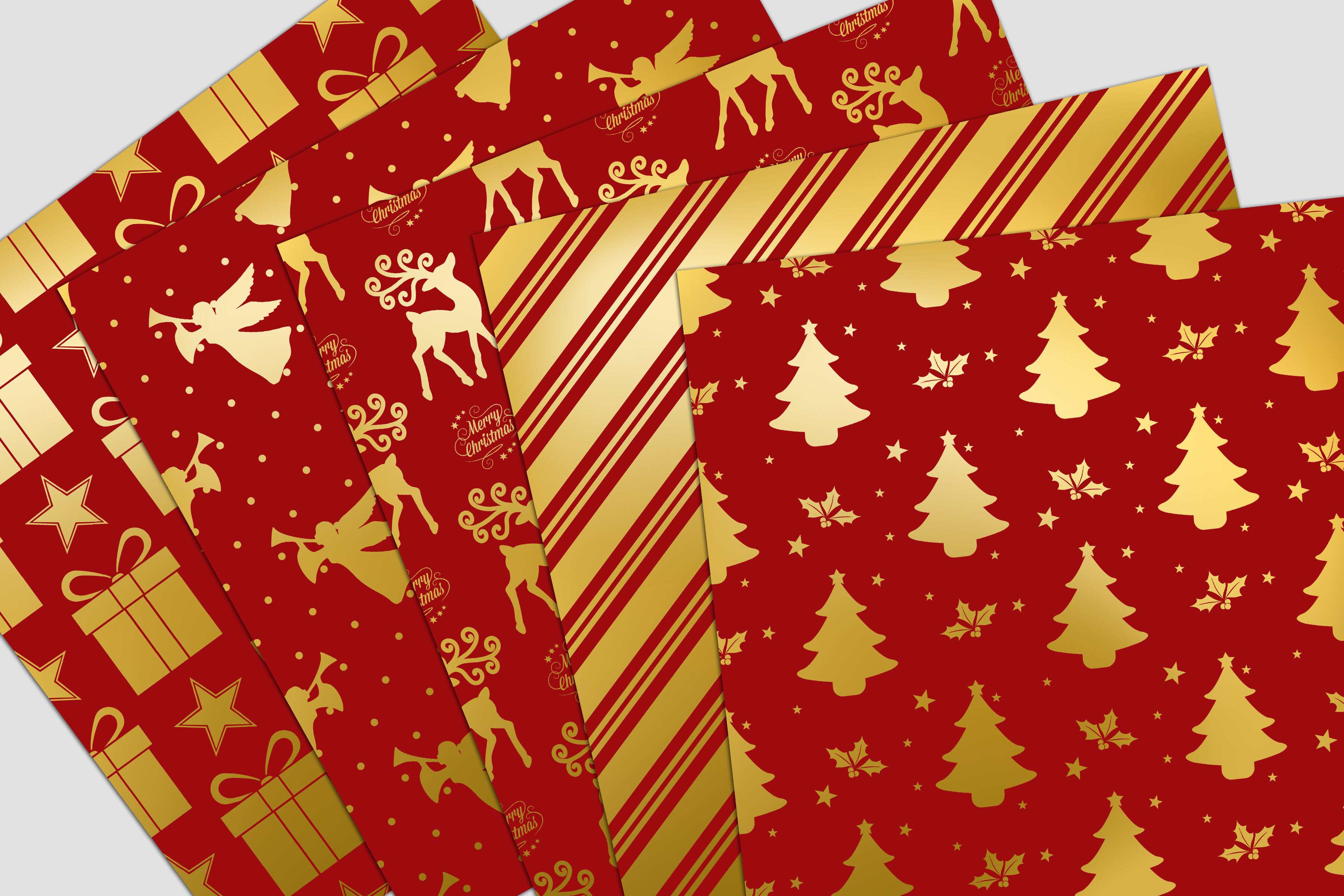 Red & Gold Christmas Digital Paper Pack By Party Pixelz | TheHungryJPEG