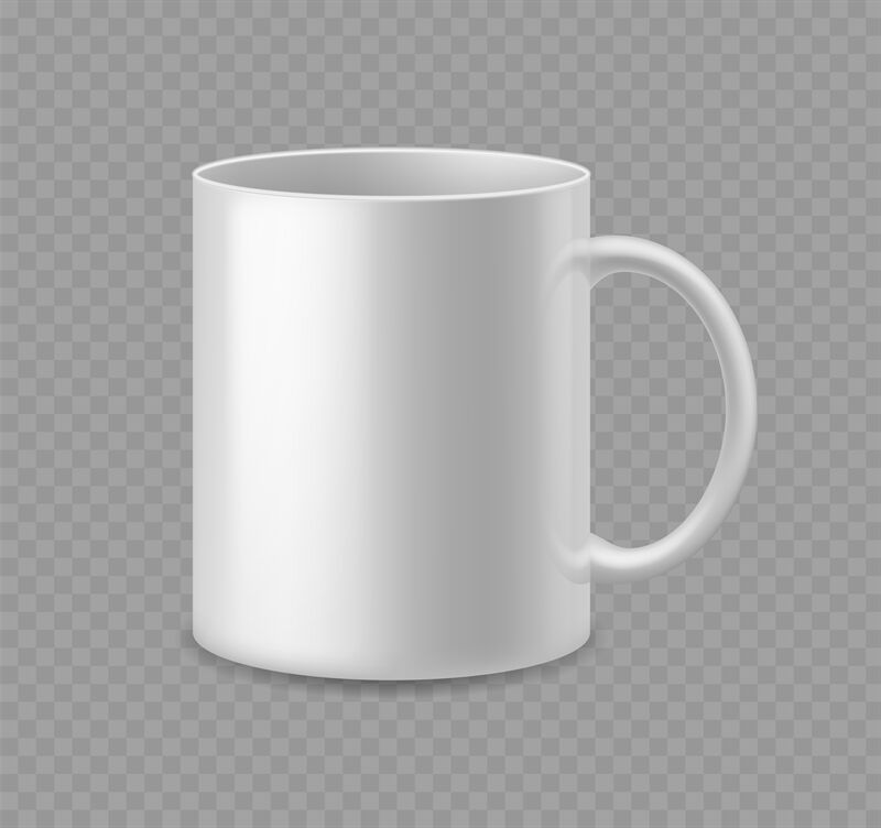 White Coffee Cup (Ceramic Or Porcelain) Side View Isolated On