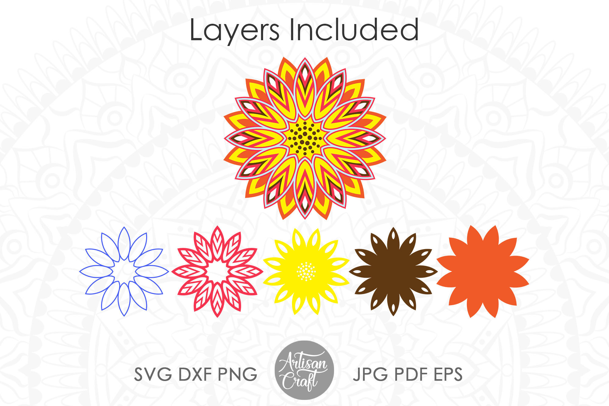 Download 3d Sunflower Mandala 3d Mandala Svg 3d Papercraft Template By Artisan Craft Svg Thehungryjpeg Com