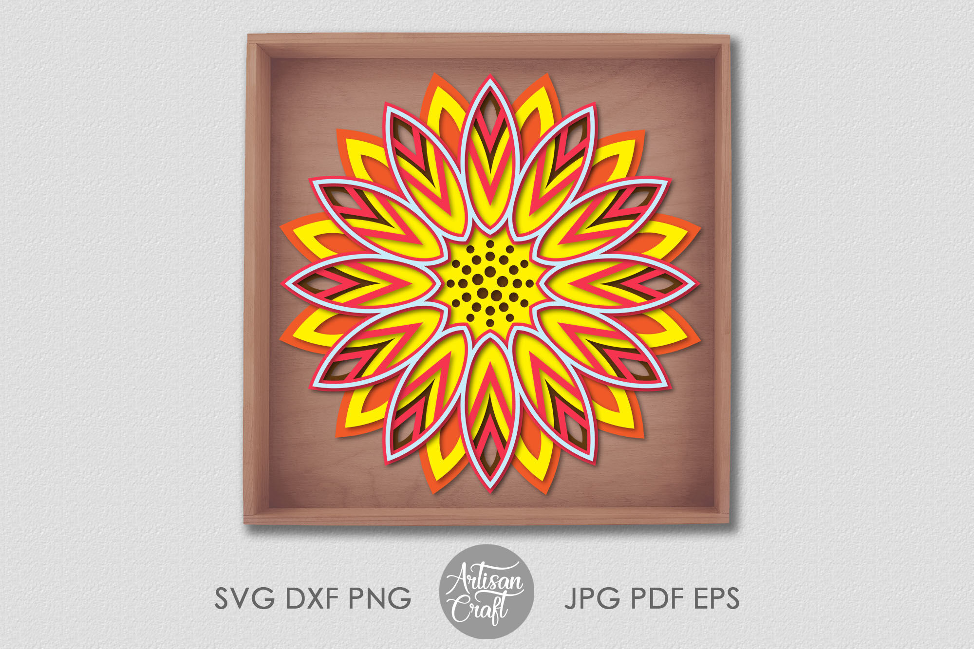 Download 3d Sunflower Mandala 3d Mandala Svg 3d Papercraft Template By Artisan Craft Svg Thehungryjpeg Com