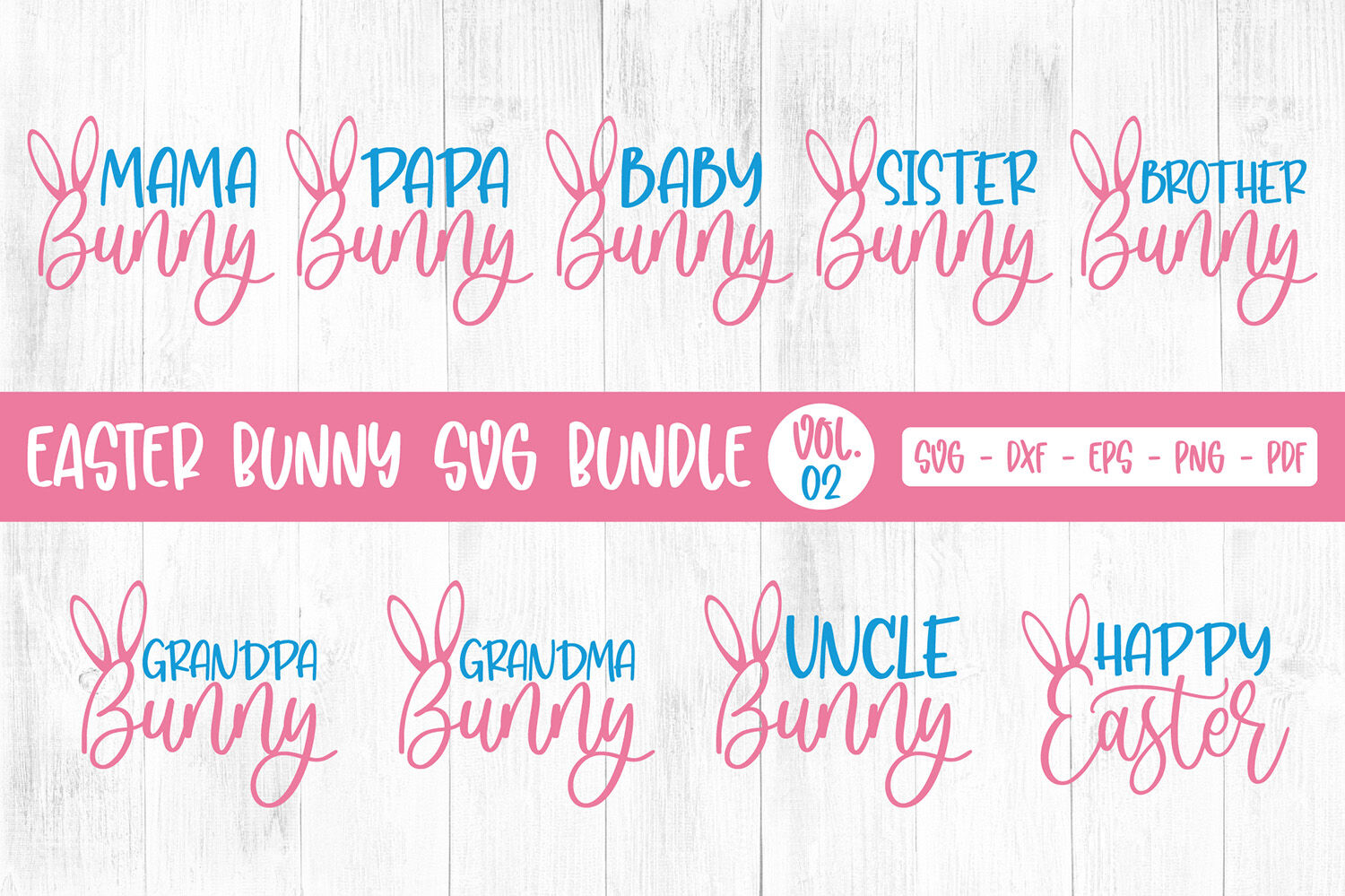 Easter Bunny Svg Bundle Vol 2 9 Bunny Names Svg Cut Files By Craftlabsvg Thehungryjpeg Com