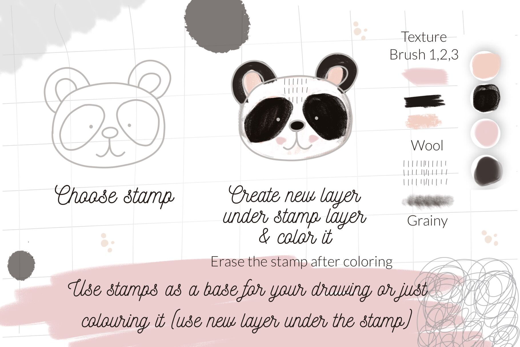 Cute animals Procreate stamps creator By LettersClipArt | TheHungryJPEG