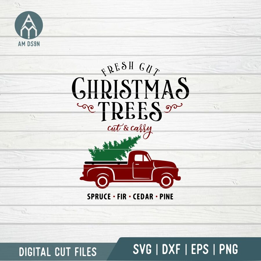 Christmas Trees Vintage Truck svg, Christmas svg cut file By am ds9n ...