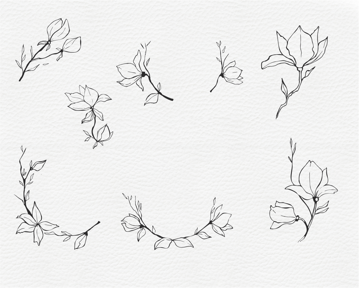 Botanical Line Art Flower Frame Logo Brand Invite Wedding Design By Yanamides Thehungryjpeg Com