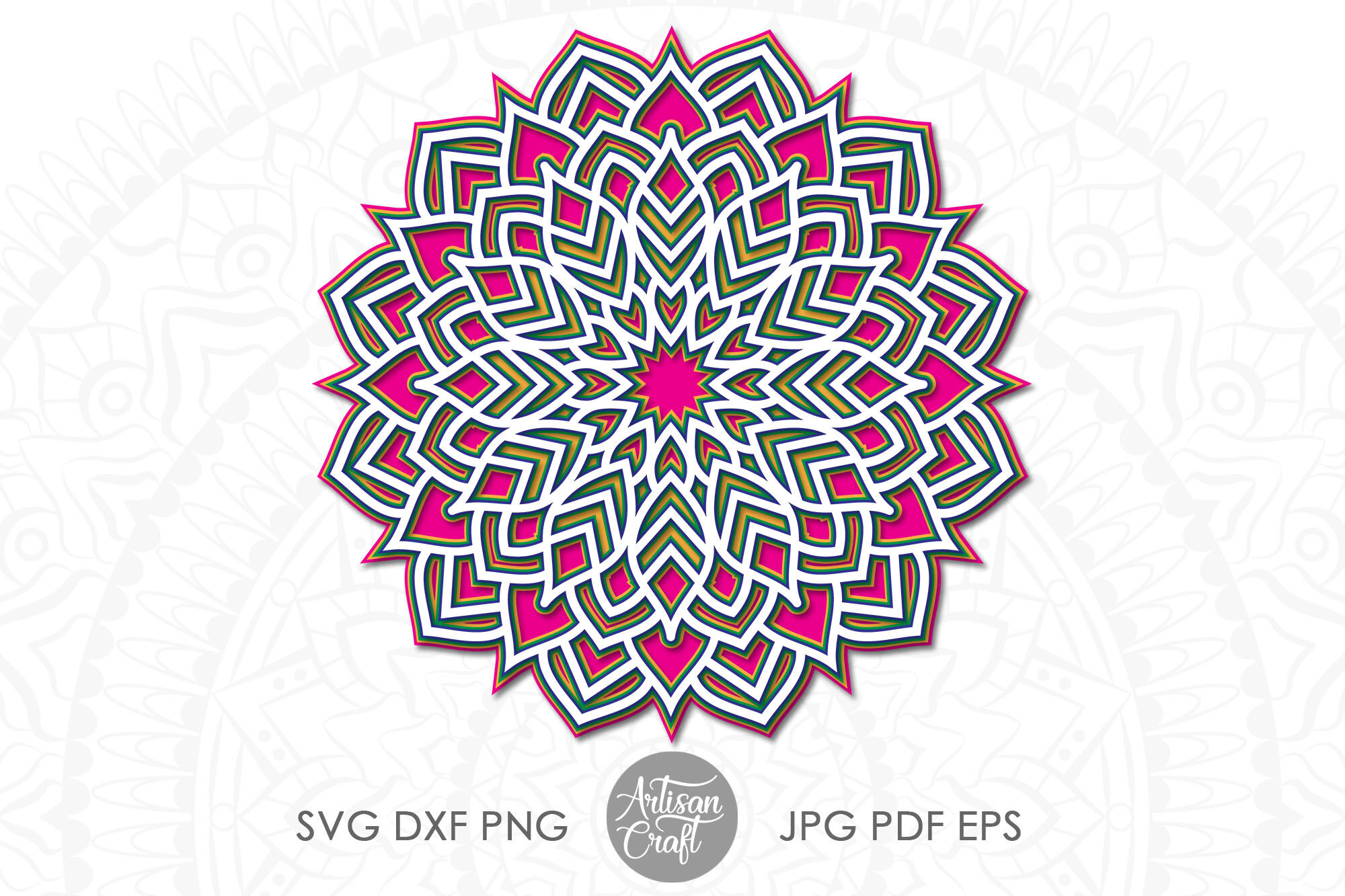 Layered Mandala Svg 3d Mandala Svg Papercraft Templates By Artisan Craft Svg Thehungryjpeg Com