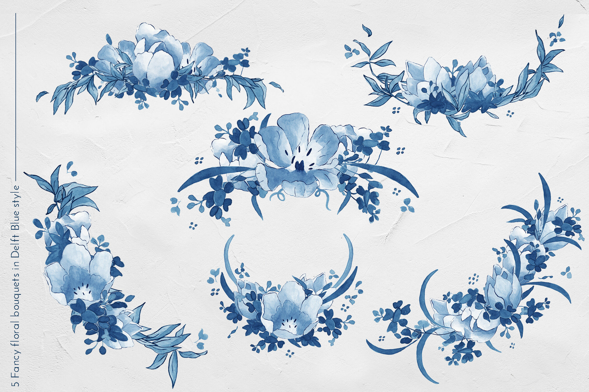 Delft Blue Floral Illustration Pack By Bluerobindesignshop | TheHungryJPEG