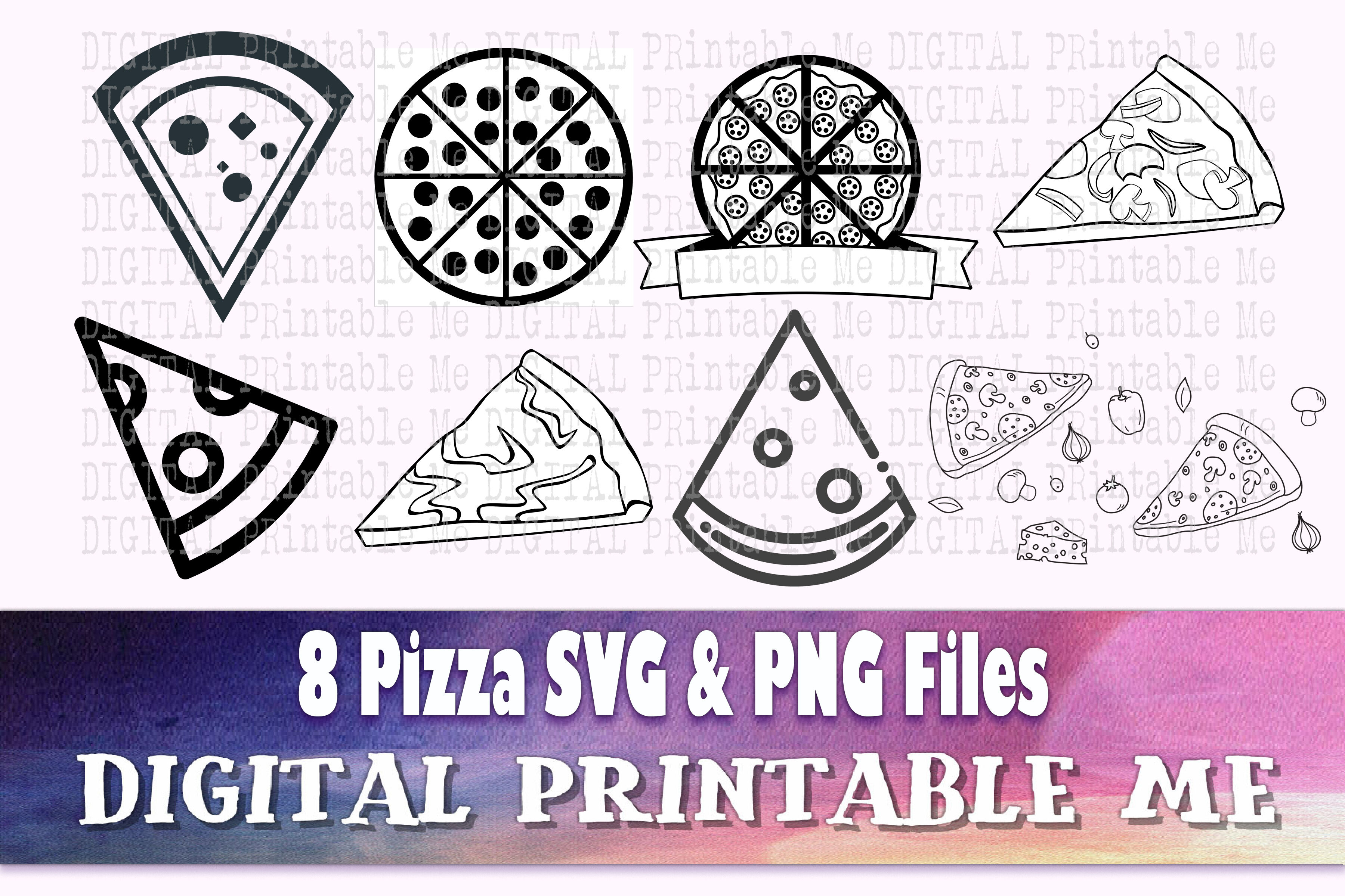 Download Pizza Svg Food Silhouette Bundle Png Clip Art 8 Digital Fast Food By Digitalprintableme Thehungryjpeg Com