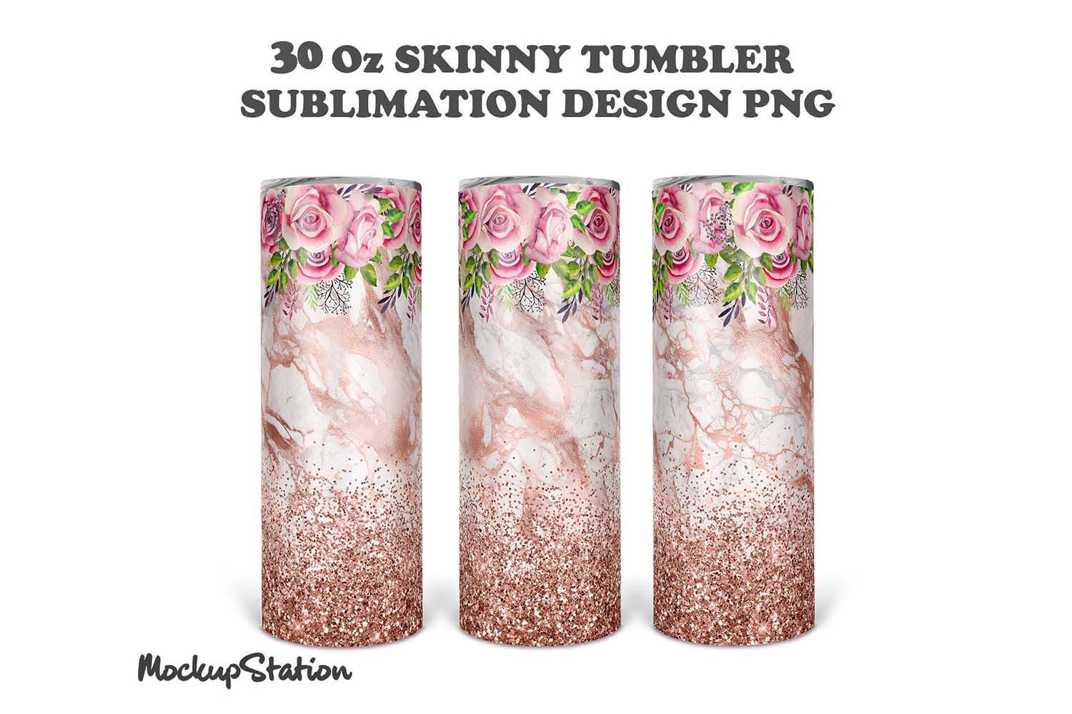 Ombre Pink Glitter Stripes Skinny Tumbler SUBLIMATION png