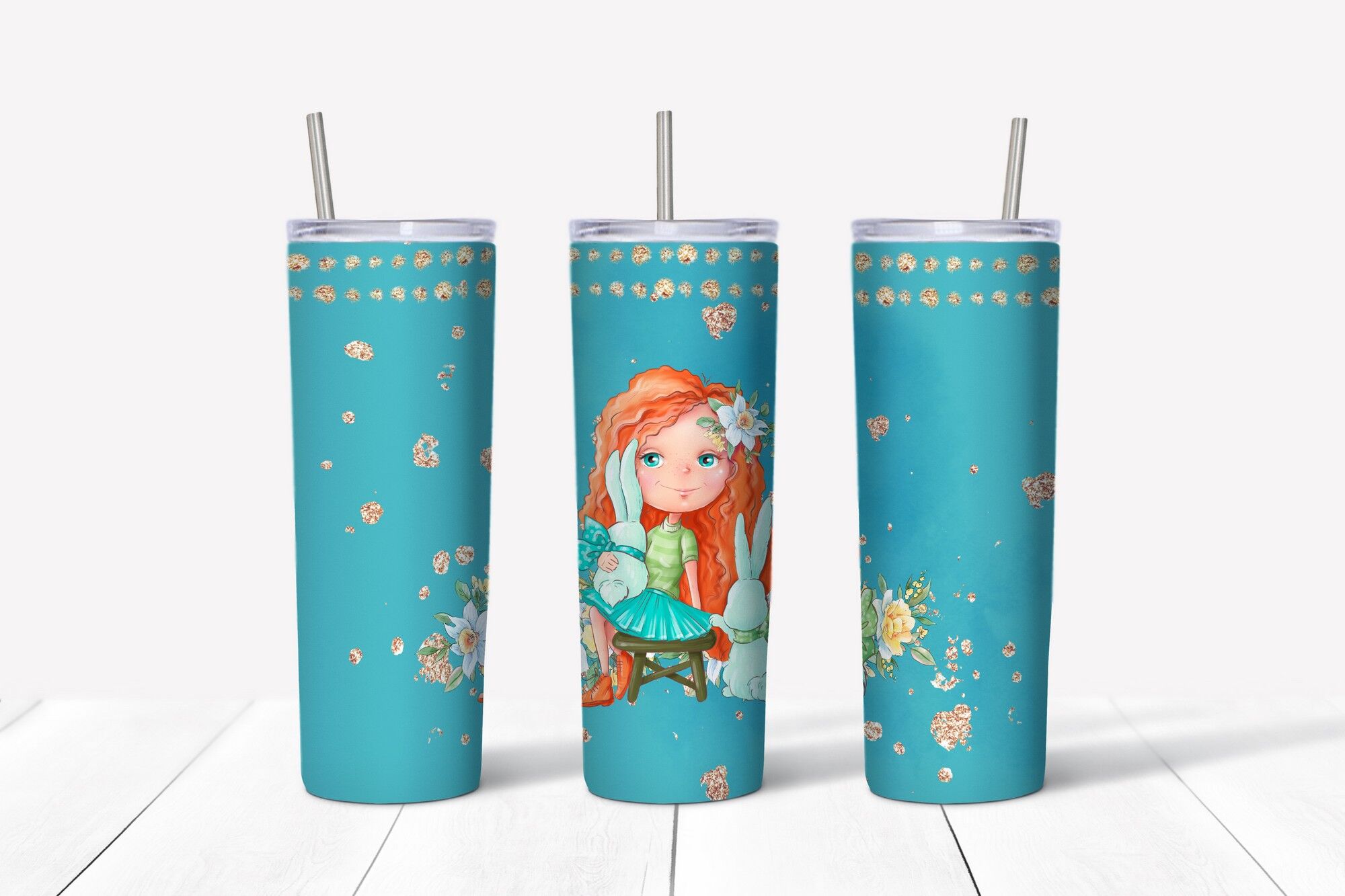 Spring sublimation design. Skinny tumbler wrap design. By Yuliya Art