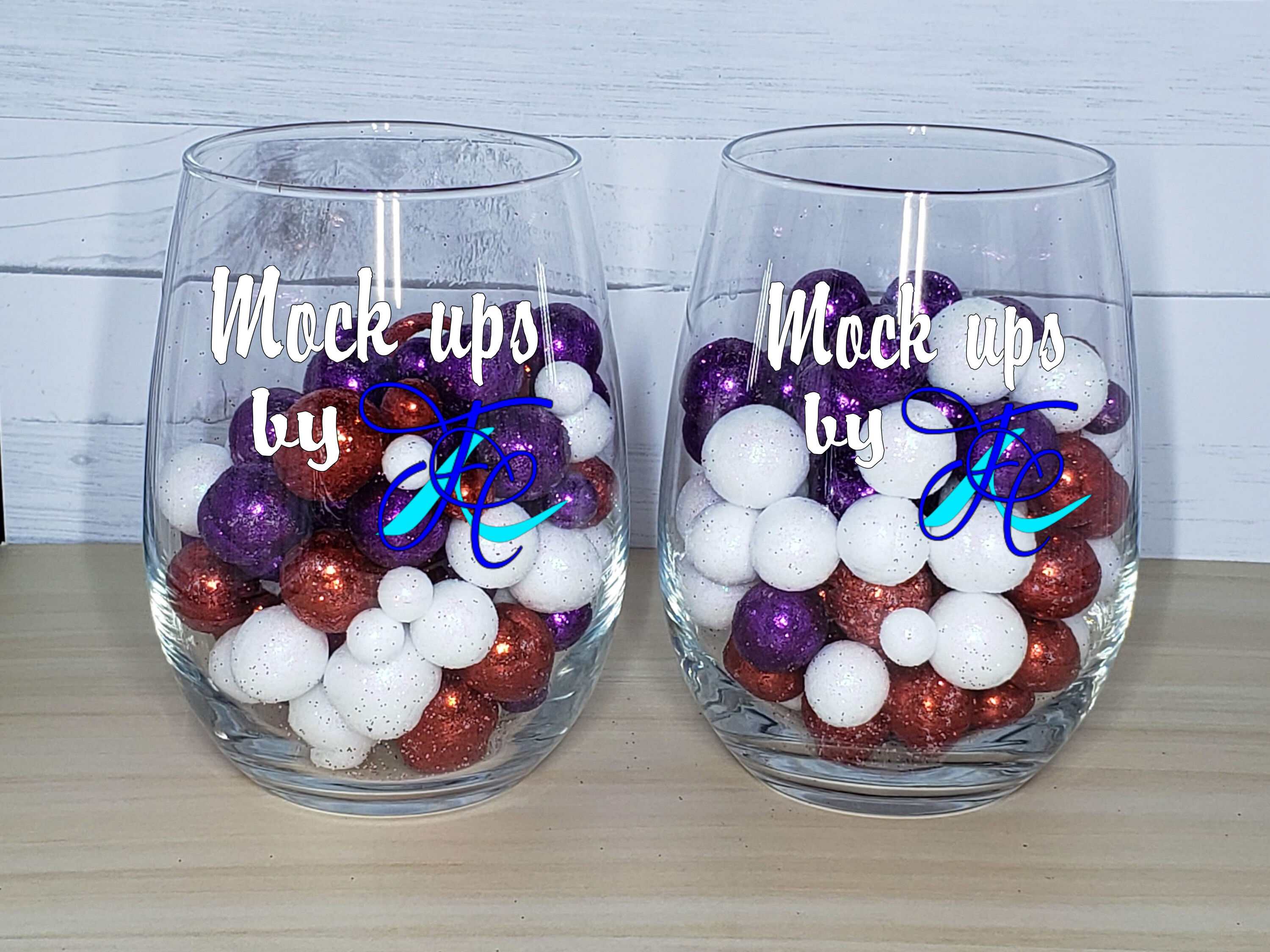 No Stem Wine Glass Mockup with Red Valentine Hearts Stock Photo by  ©melissa6980 341419726
