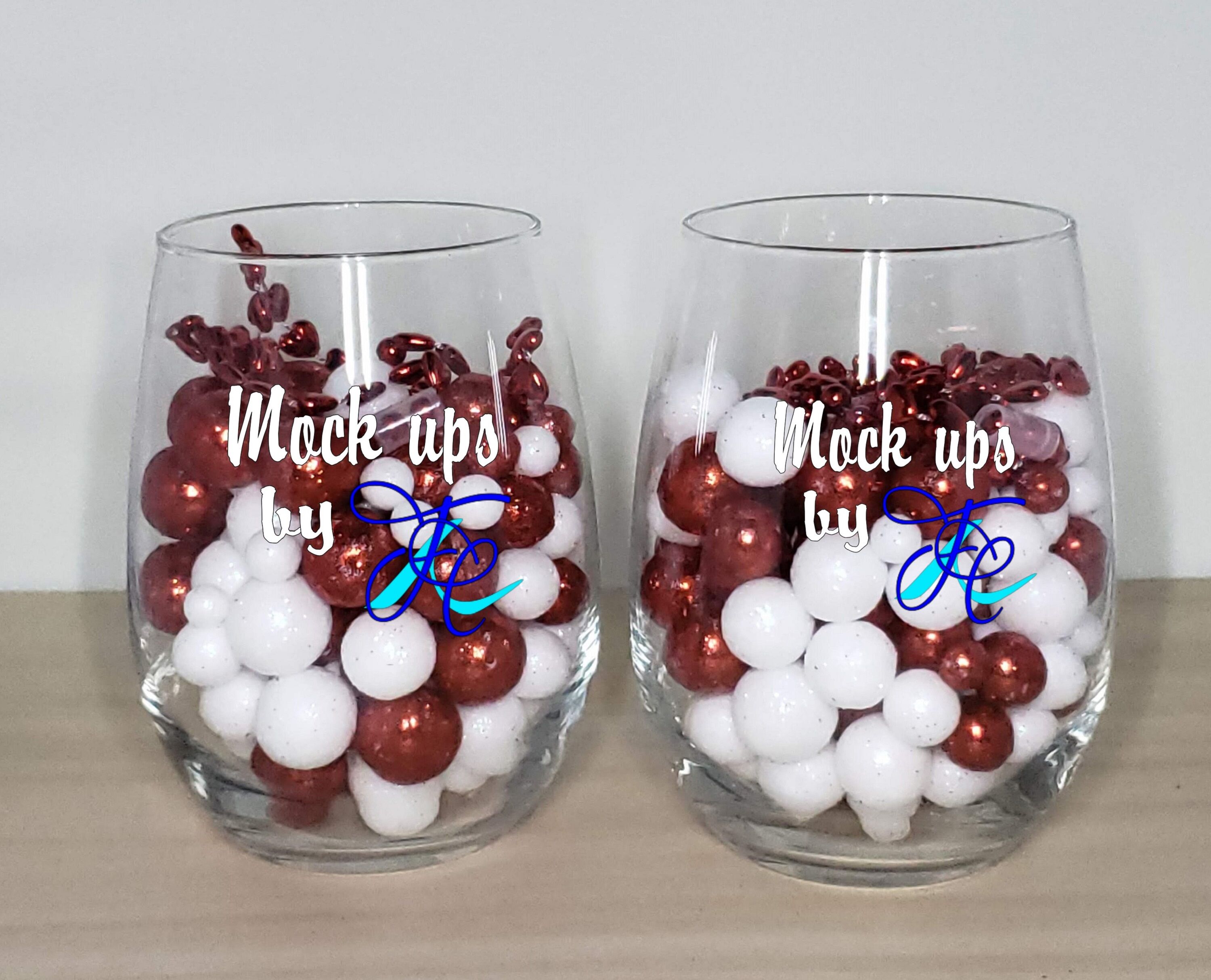 No Stem Wine Glass Mockup with Red Valentine Hearts Stock Photo by  ©melissa6980 341419726