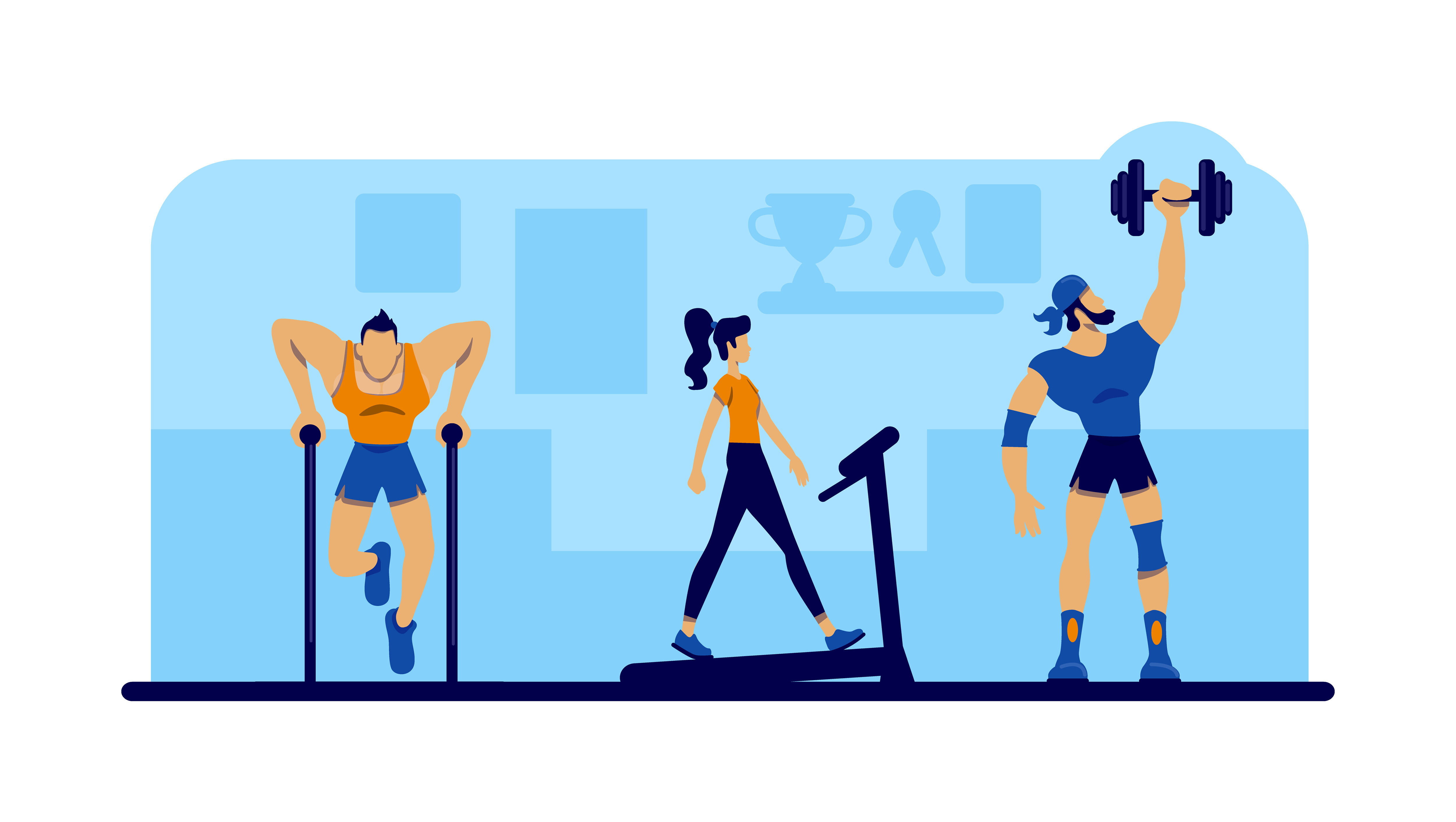 Gym workout with equipment flat concept vector illustration By ntl ...