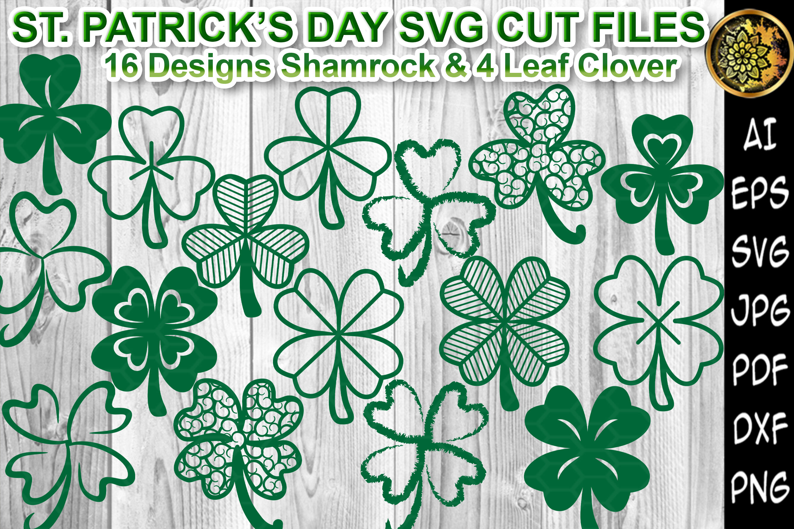 Download St Patrick Day Shamrock 4leaf Clover Svg Cutting Files By Mandala Creator Thehungryjpeg Com