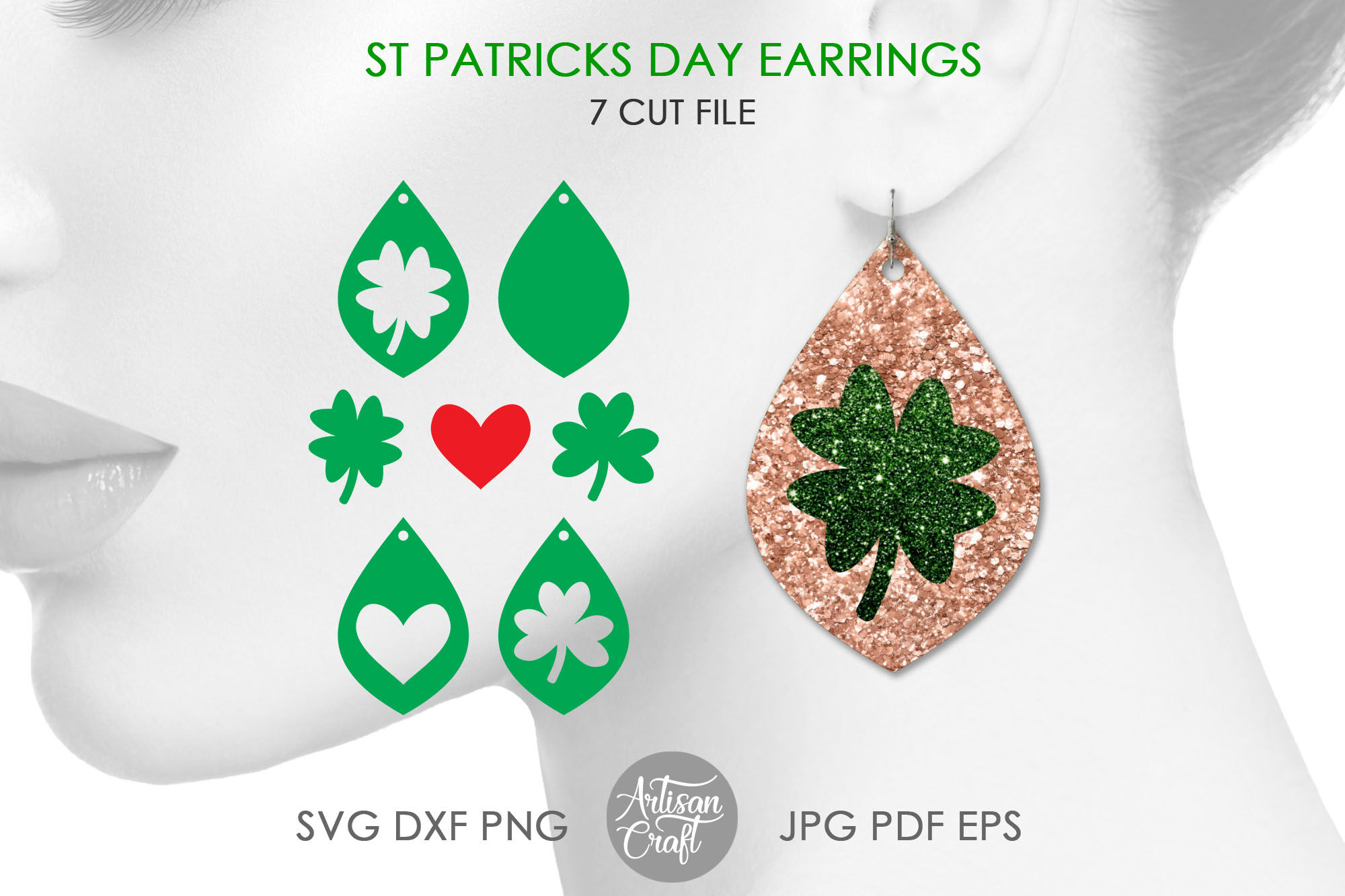 St Patricks day earrings, faux leather earrings SVG By Artisan Craft SVG
